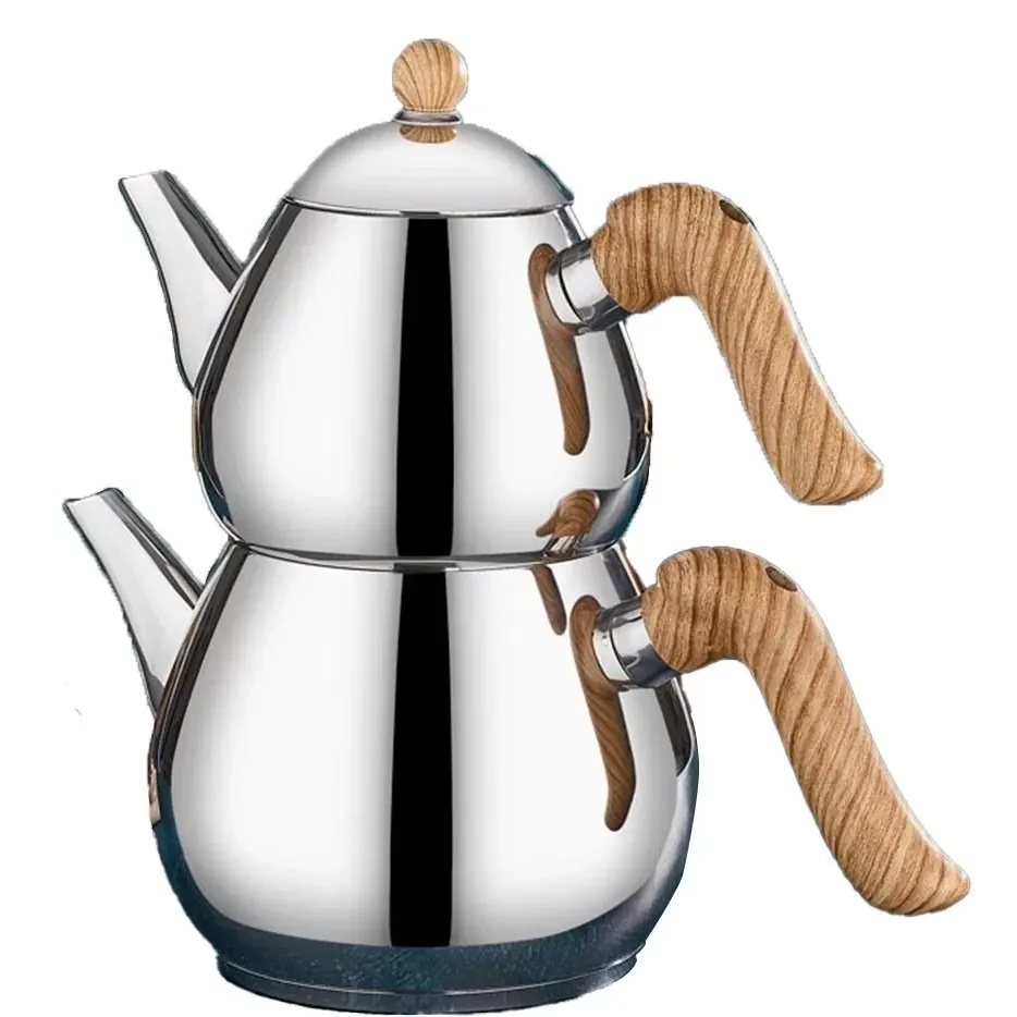 Damla Stainless Steel Turkish Teapot Set for Stovetop