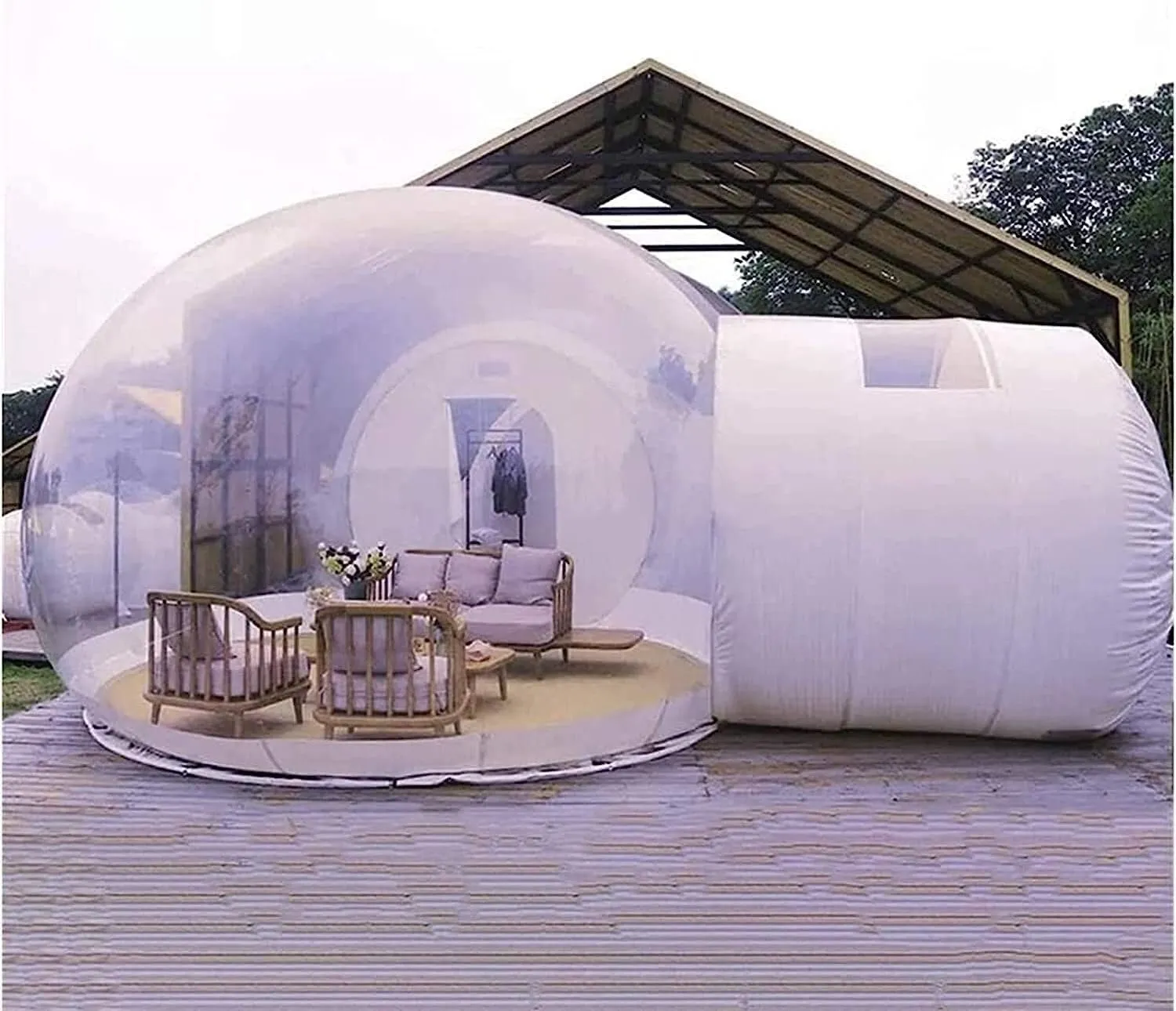 DARZYS Inflatable Bubble Balloon House, Single Tunnel Bubble House Rainproof Transparent Air Dome Tent Bubble Tent Hotel Scenic Area with Blower