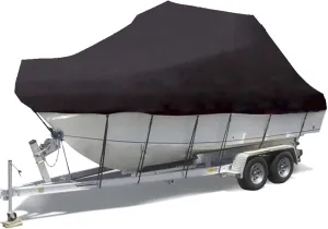 Deck Boat Covers Boat Tarp,Heavy Duty 600D Marine Grade Anti-Uv Oxford Trailerable Waterproof Boatcover Center Console Boat CoverFits V-Hull, Runabout Boat Cover,Black,25~27FT