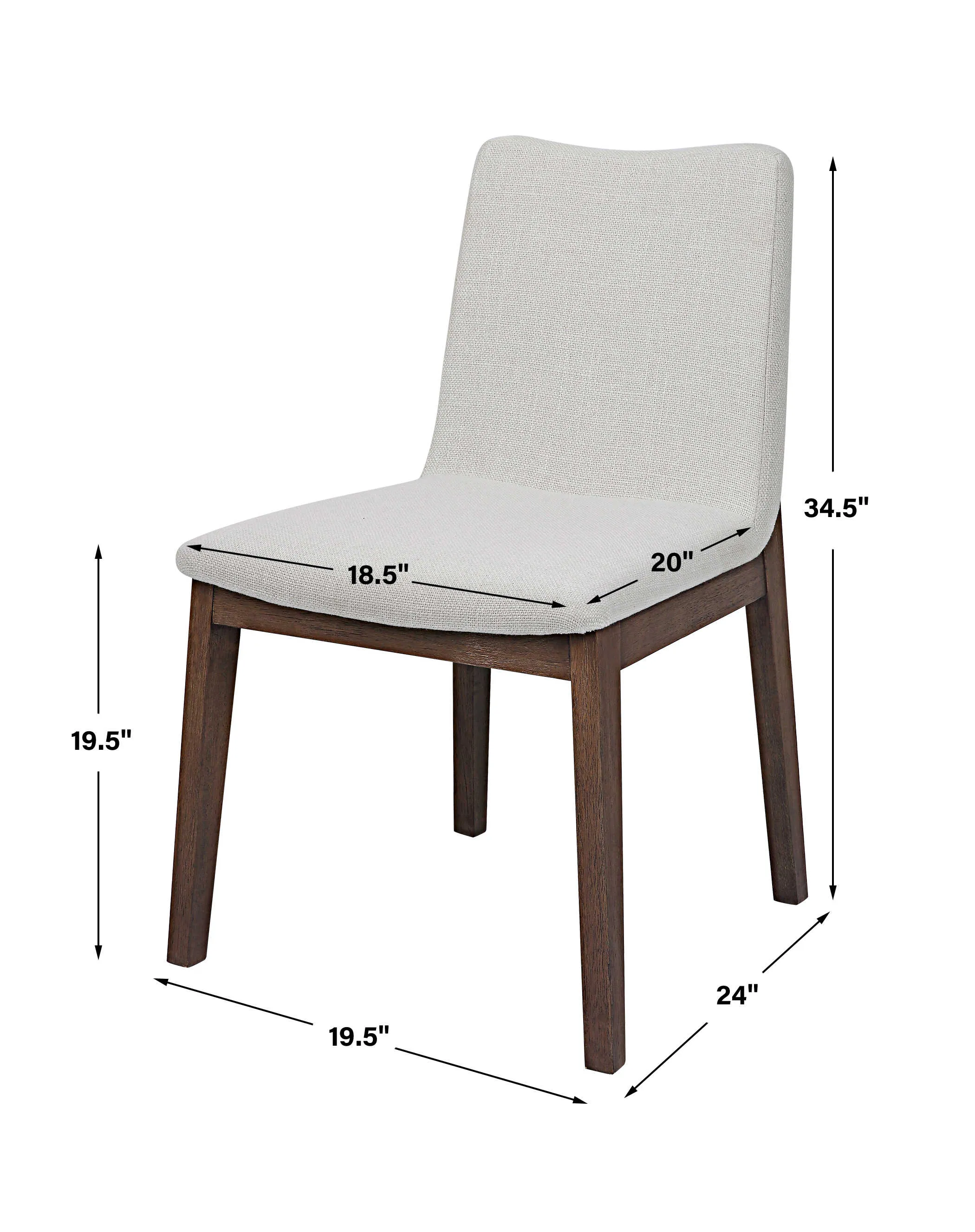Delano Armless Chair in Wood Frame Set/2