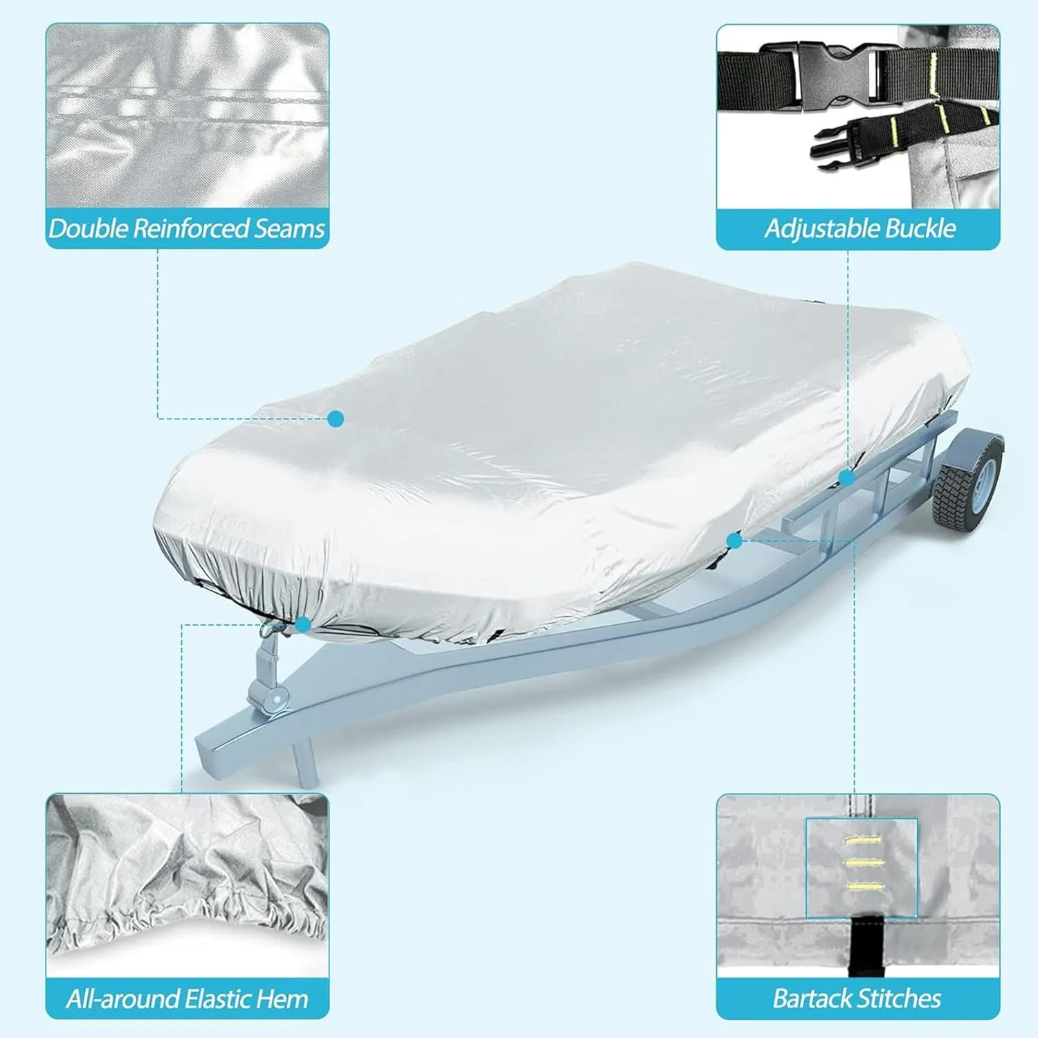 Dinghy Covers 7 Sizes Boat Tarp Waterproof Anti-UV Dinghy Cover for Inflatable Boat and Dinghy,330 * 165 * 46cm