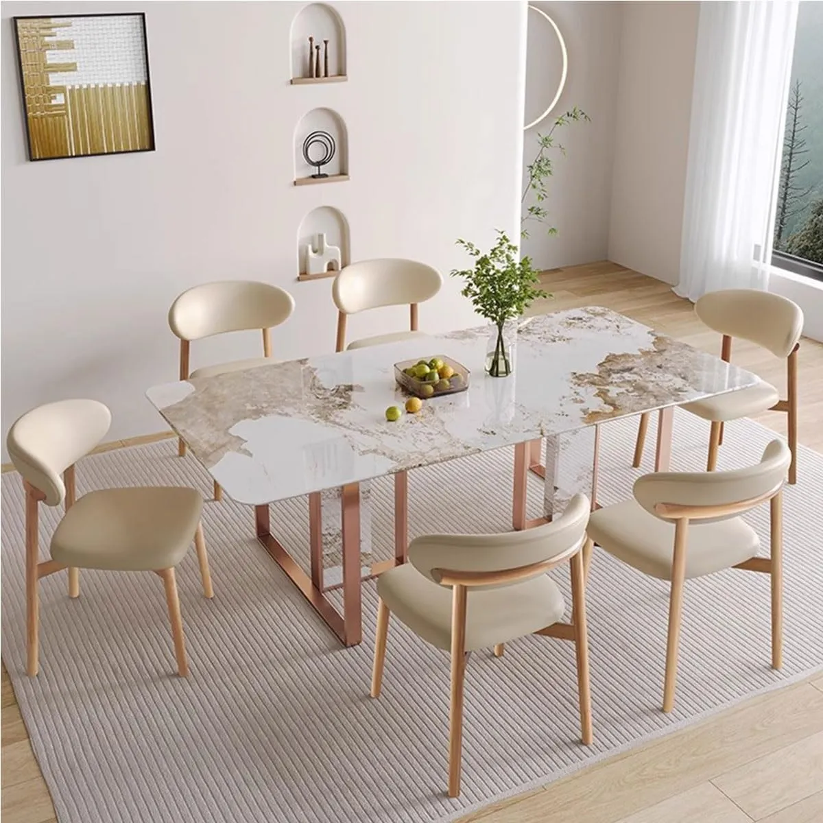 Dining Chairs Solid Wood Study Chair Ergonomic Curved Backrest Corner Chairs Mid-Century Faux Leatehr Accent Chair Armless Side Chairs,Leisure Padded Chair(Walnut)