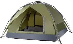 Double Layer Automatic Instant Setup Camping Tent 3-4 Person Family Tent Waterproof Foldable Tent for Hiking Travel