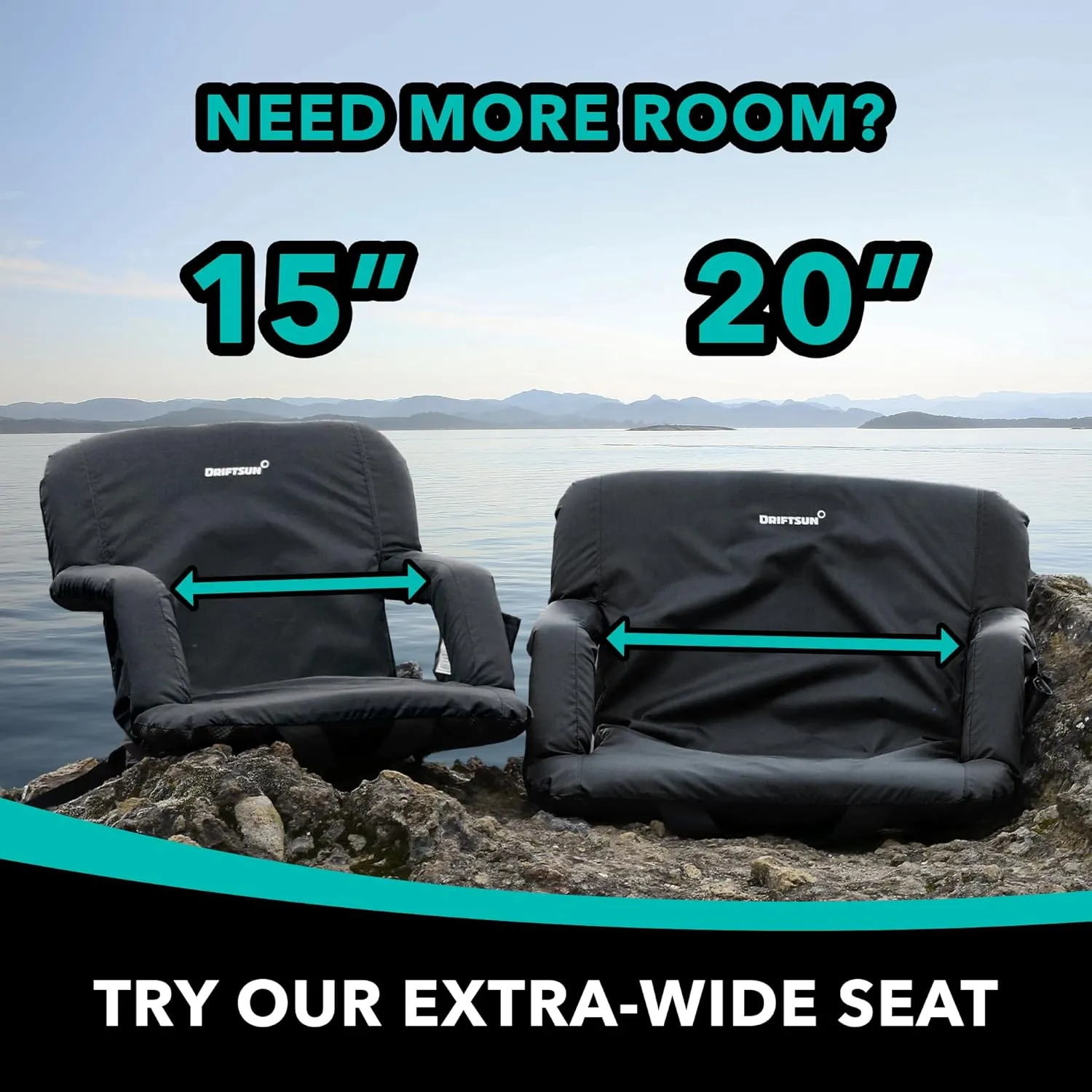 Driftsun Stadium Seats with Back Support, Deluxe Bleacher Chairs with Support Cushion, Padded Seats with Waterproof Chair