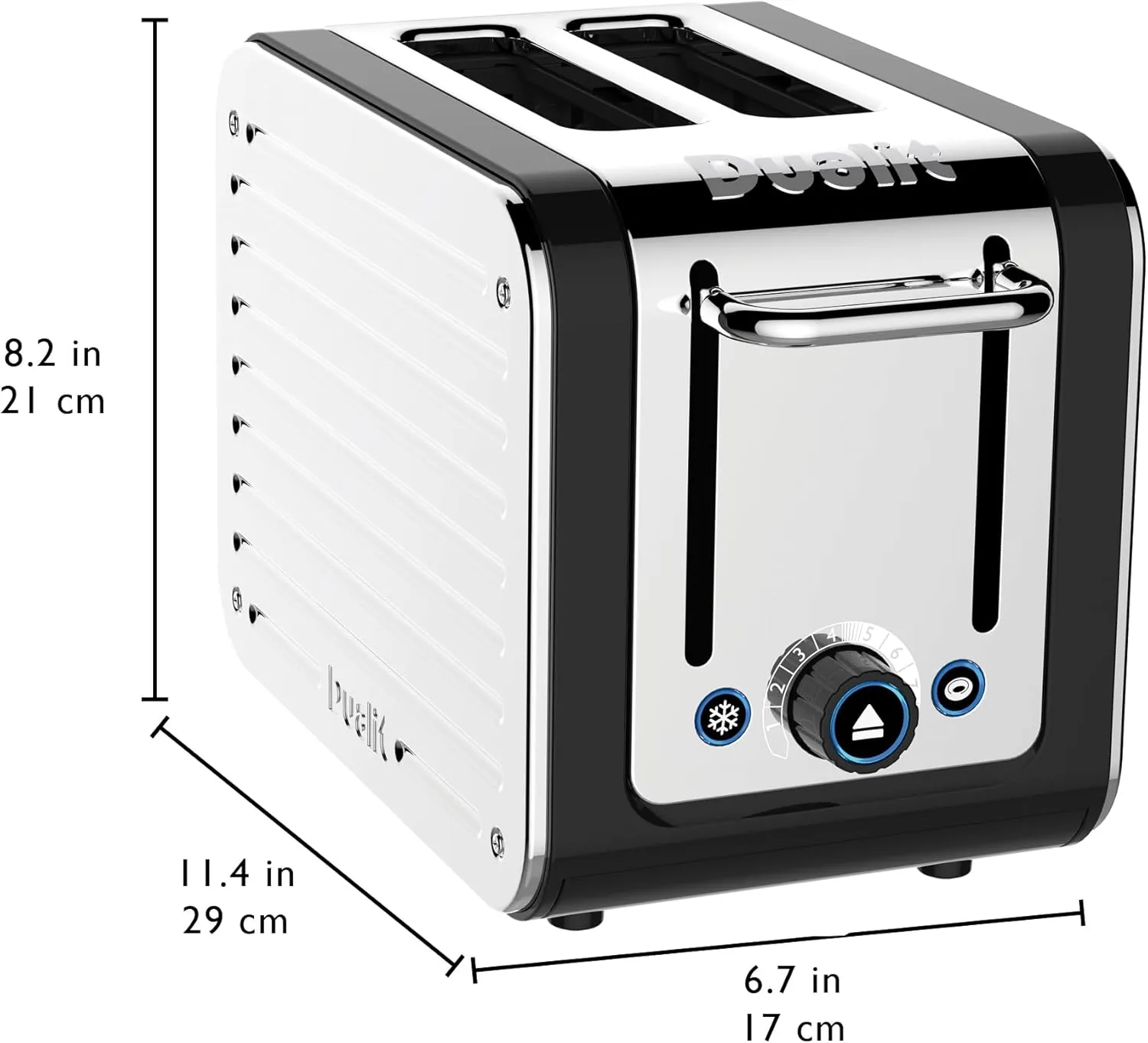 Dualit Design Series 2 Slice Toaster | Polished Stainless Steel with Black Trim | Extra-Wide Slots – Peek and Pop Function – Patented Perfect Toast Technology – Matching Kettle Available