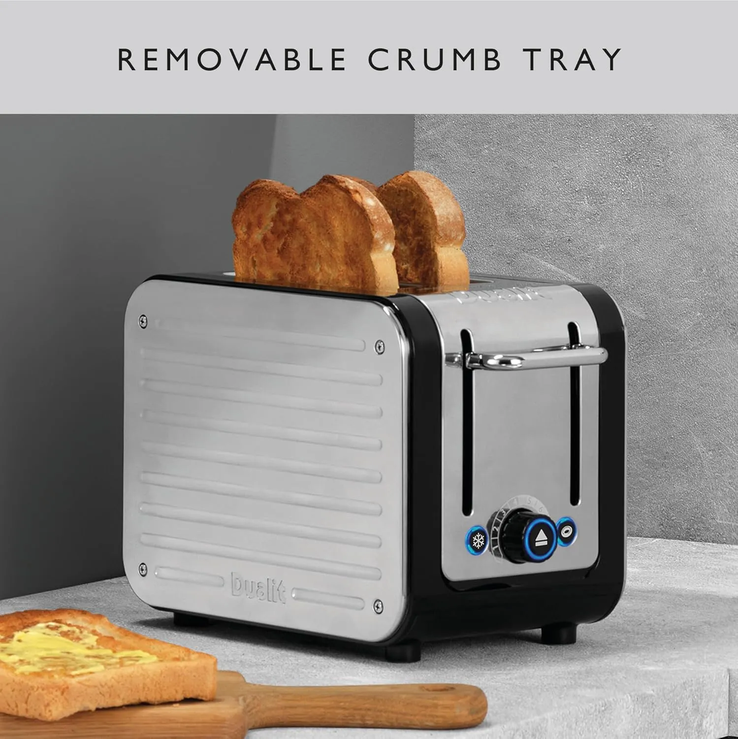 Dualit Design Series 2 Slice Toaster | Polished Stainless Steel with Black Trim | Extra-Wide Slots – Peek and Pop Function – Patented Perfect Toast Technology – Matching Kettle Available