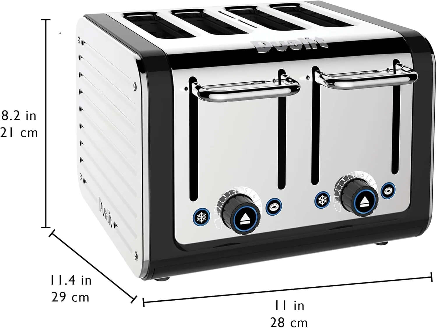Dualit Design Series 4 Slice Toaster | Polished Stainless Steel with Black Trim | Extra-Wide Slots – Peek and Pop Function – Patented Perfect Toast Technology – Matching Kettle Available