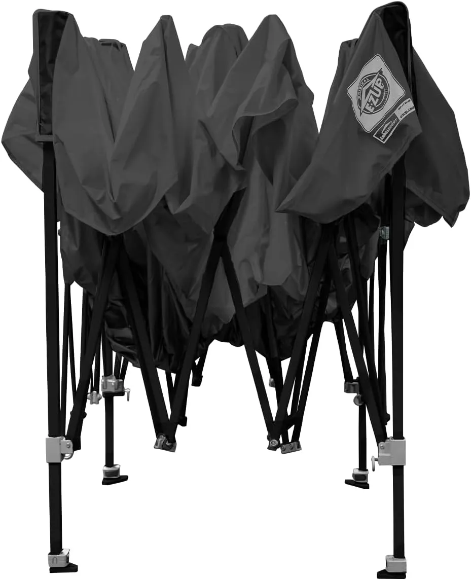 E-Z UP Ambassador Instant Pop Up Canopy Tent, 10' x 10', Roller Bag and 4 Piece Spike Set, Steel Gray