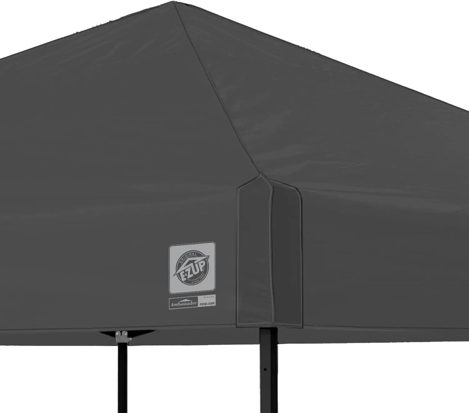 E-Z UP Ambassador Instant Pop Up Canopy Tent, 10' x 10', Roller Bag and 4 Piece Spike Set, Steel Gray
