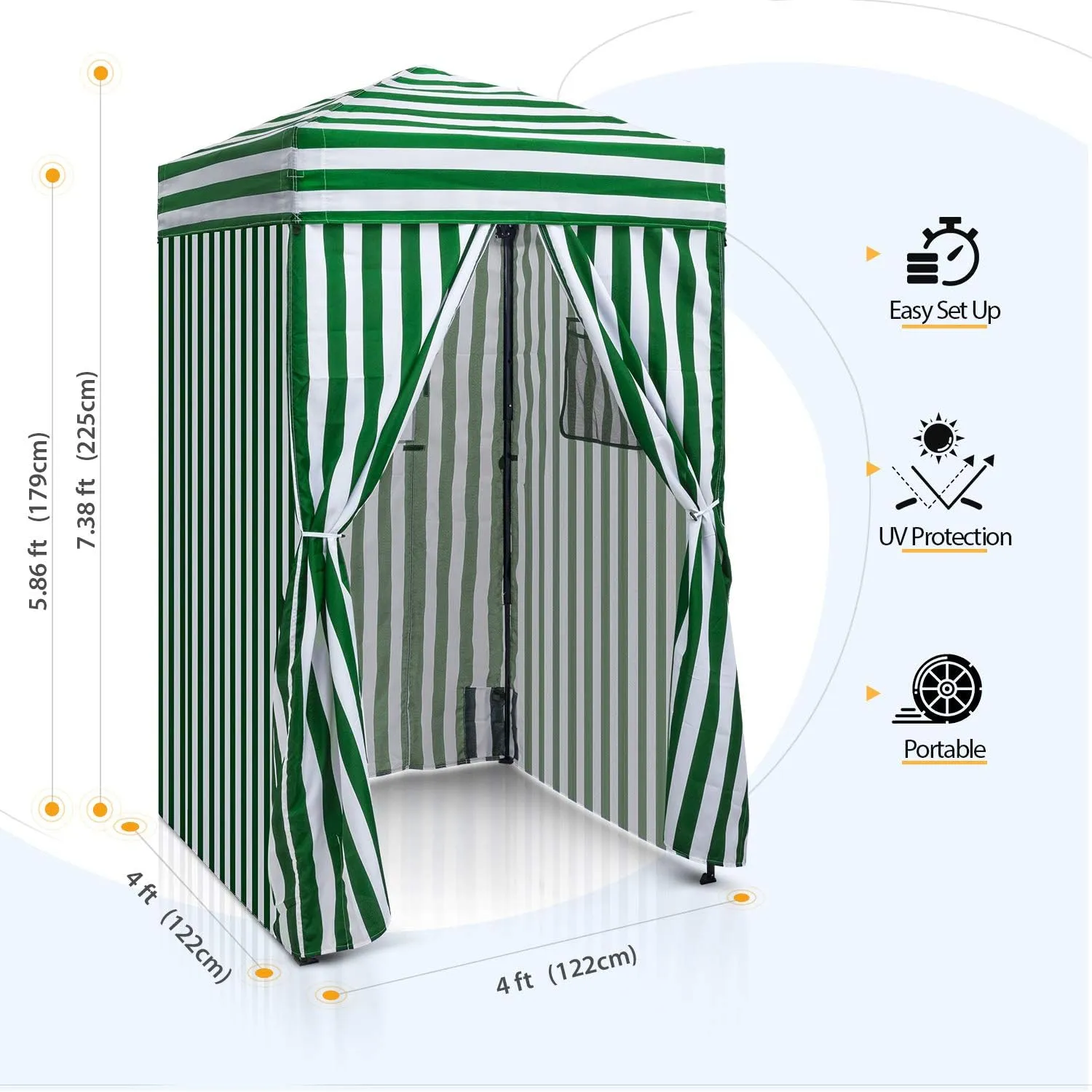 EAGLE PEAK Flex Ultra Compact 4x4 Pop-up Canopy, Sun Shelter, Changing Room, Portable Privacy Canopy Cabana for Pool, Fashion Photoshoots, or Camping, Green/White