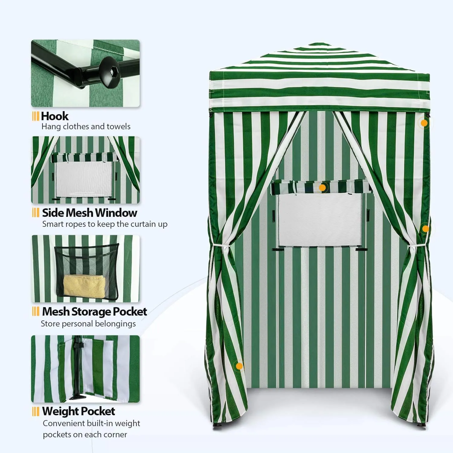 EAGLE PEAK Flex Ultra Compact 4x4 Pop-up Canopy, Sun Shelter, Changing Room, Portable Privacy Canopy Cabana for Pool, Fashion Photoshoots, or Camping, Green/White