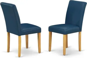 East West Furniture ABP4T55 Abbott Parson Kitchen Chairs - Oasis Blue Faux Leather Padded Dining Chairs, Set of 2, Oak