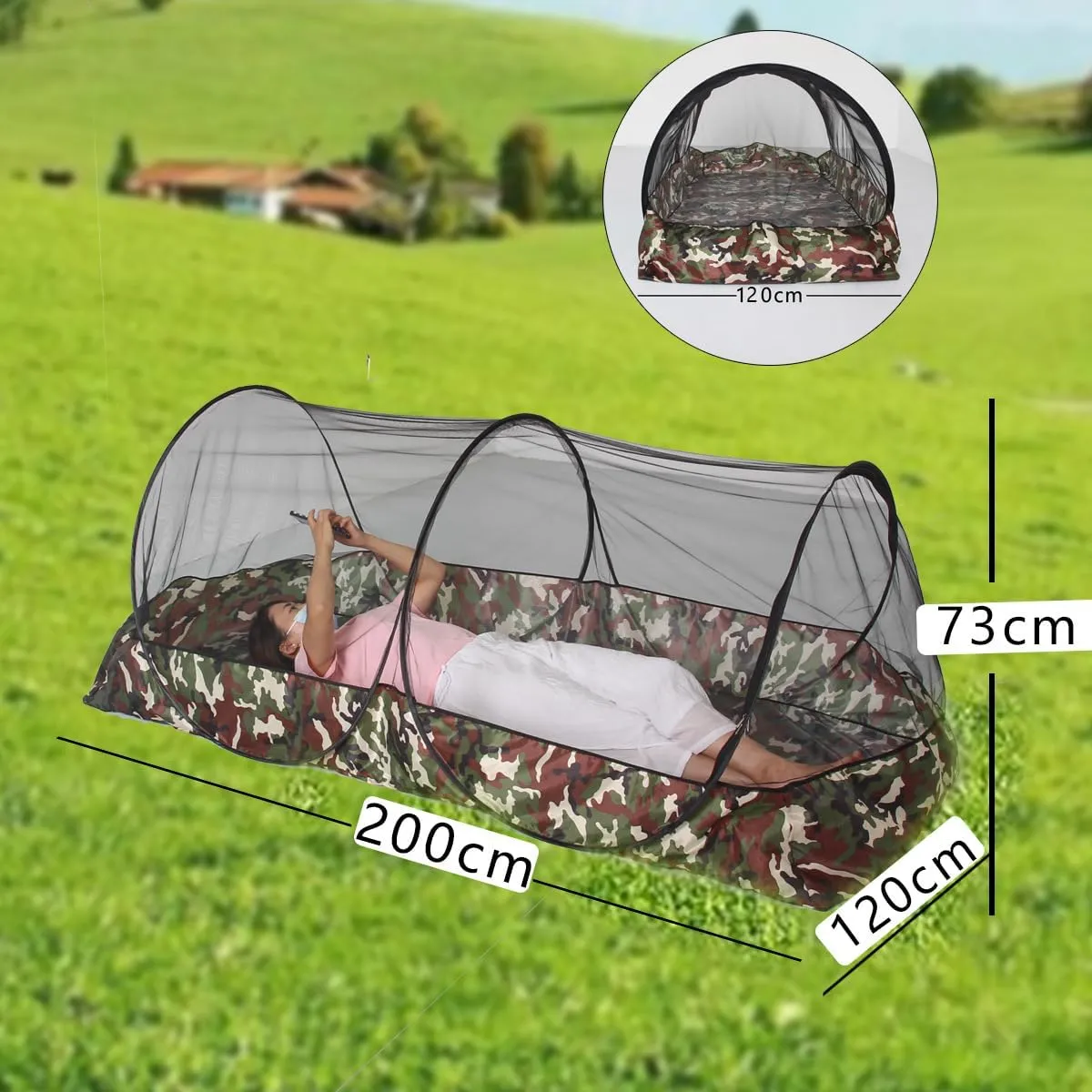 ele ELEOPTION Portable Camping Tent for Camping Hiking Backpacking Hunting Travel Outdoor XL Size Foldable Pop-Up Mosquito Sleeping Net Mesh Protection