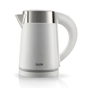 Electric Kettle 0.8 Litre Plastic Clad Stainless Steel, 360° Rotation Base, Auto Shutoff, 800 W - White/Red/Black (9004)