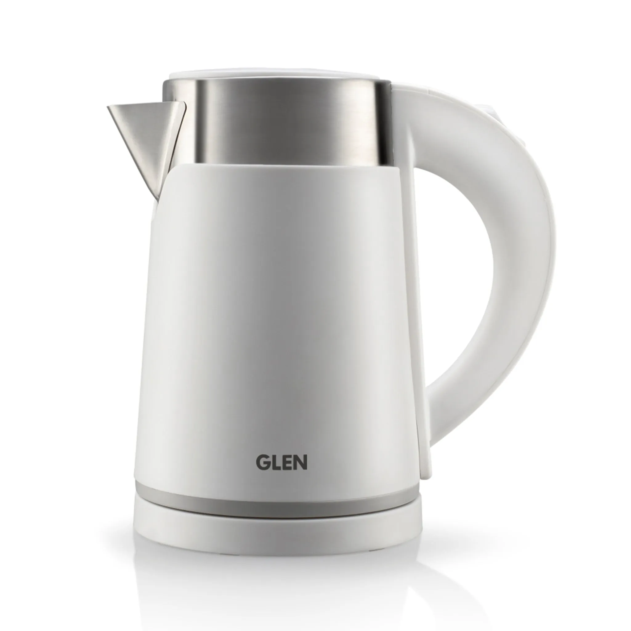 Electric Kettle 0.8 Litre Plastic Clad Stainless Steel, 360° Rotation Base, Auto Shutoff, 800 W - White/Red/Black (9004)