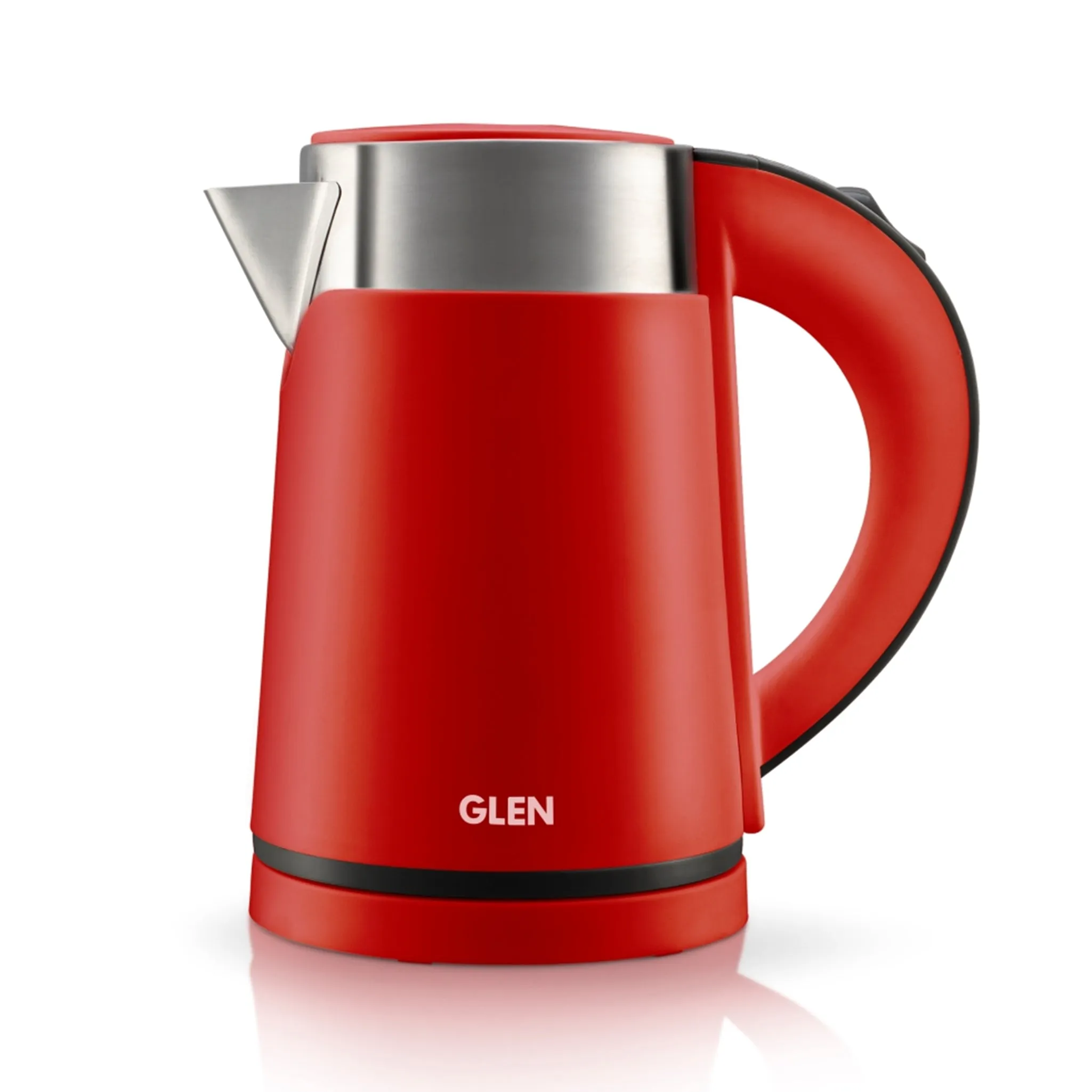 Electric Kettle 0.8 Litre Plastic Clad Stainless Steel, 360° Rotation Base, Auto Shutoff, 800 W - White/Red/Black (9004)