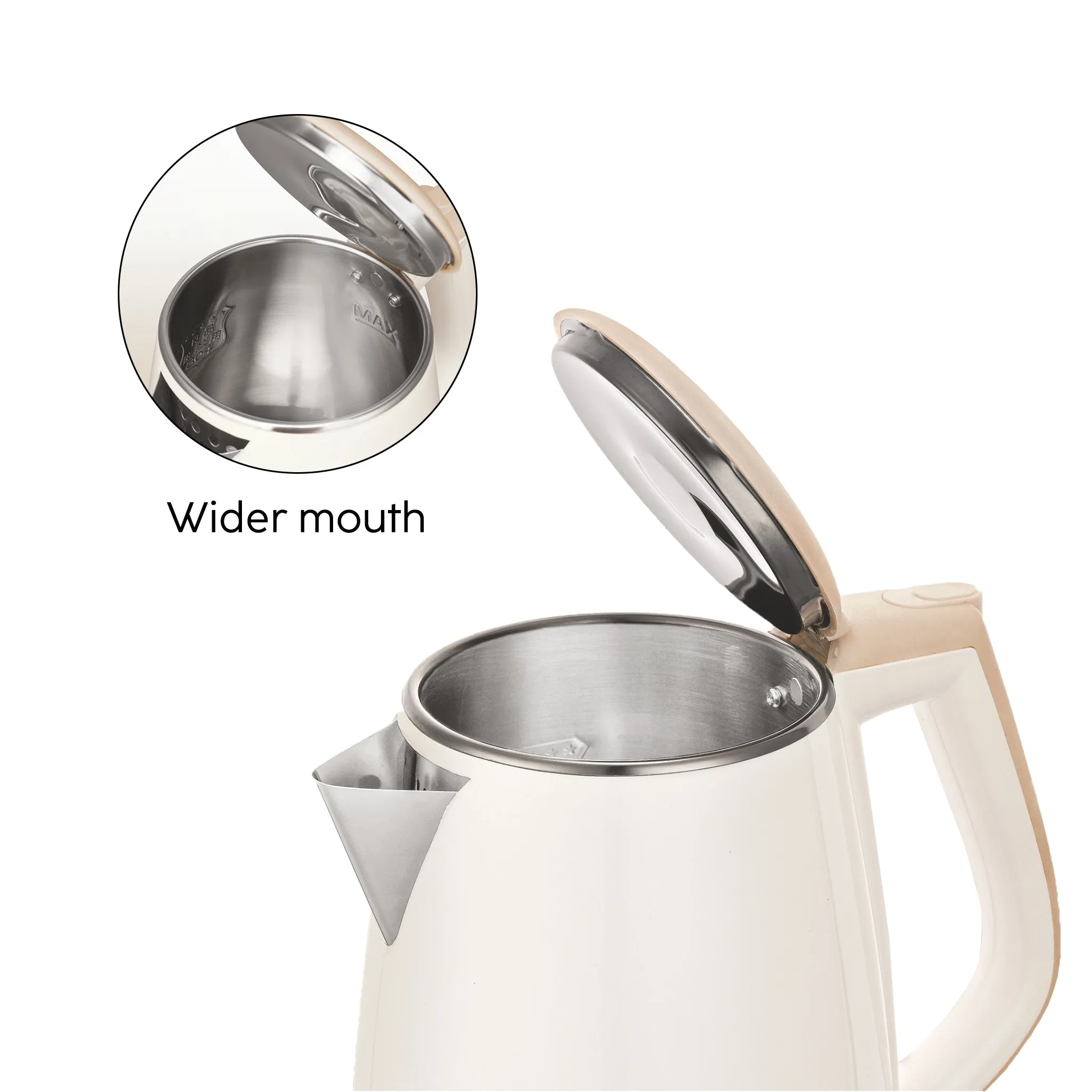 Electric Kettle 1.5 Litre Plastic Clad Stainless Steel, 360° Rotation Base, Auto Shutoff, 1500 W (SA-9006)