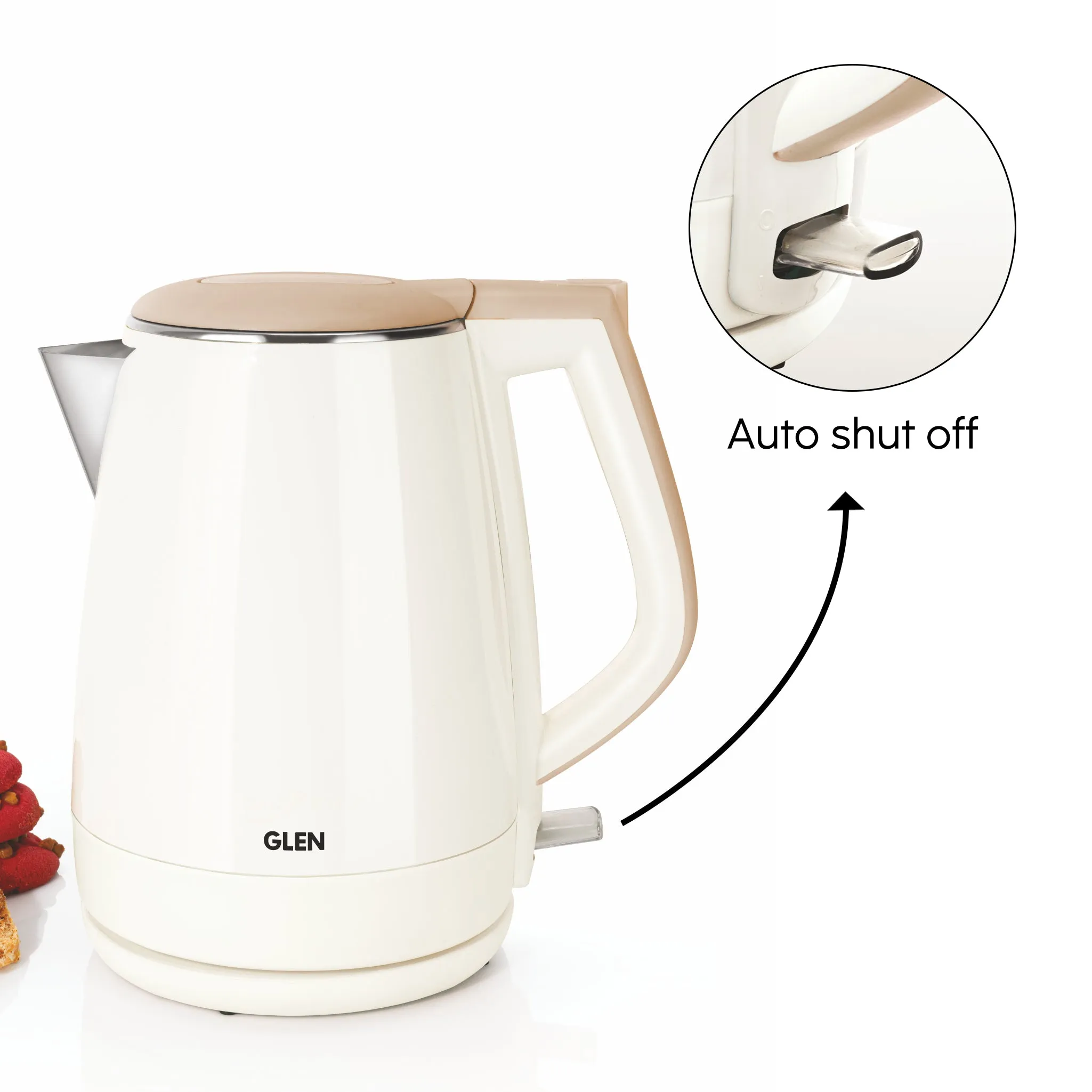 Electric Kettle 1.5 Litre Plastic Clad Stainless Steel, 360° Rotation Base, Auto Shutoff, 1500 W (SA-9006)