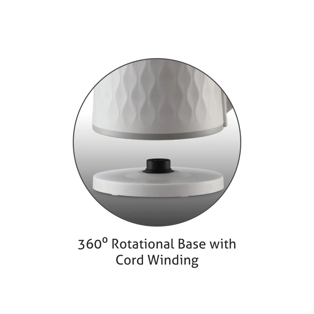 Electric Kettle 1.8 Litre Plastic Clad Stainless Steel, 360° Rotation Base, Auto Shutoff, 1500 W - White (9005)