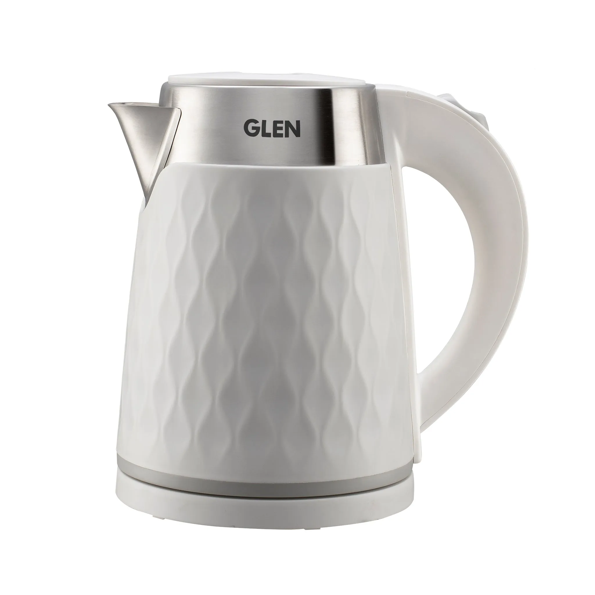 Electric Kettle 1.8 Litre Plastic Clad Stainless Steel, 360° Rotation Base, Auto Shutoff, 1500 W - White (9005)
