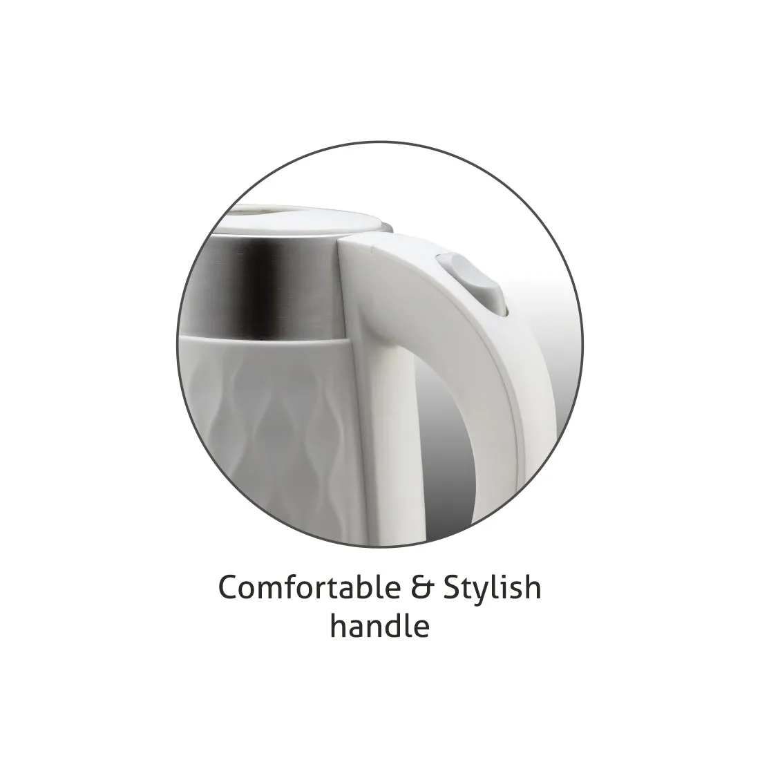 Electric Kettle 1.8 Litre Plastic Clad Stainless Steel, 360° Rotation Base, Auto Shutoff, 1500 W - White (9005)