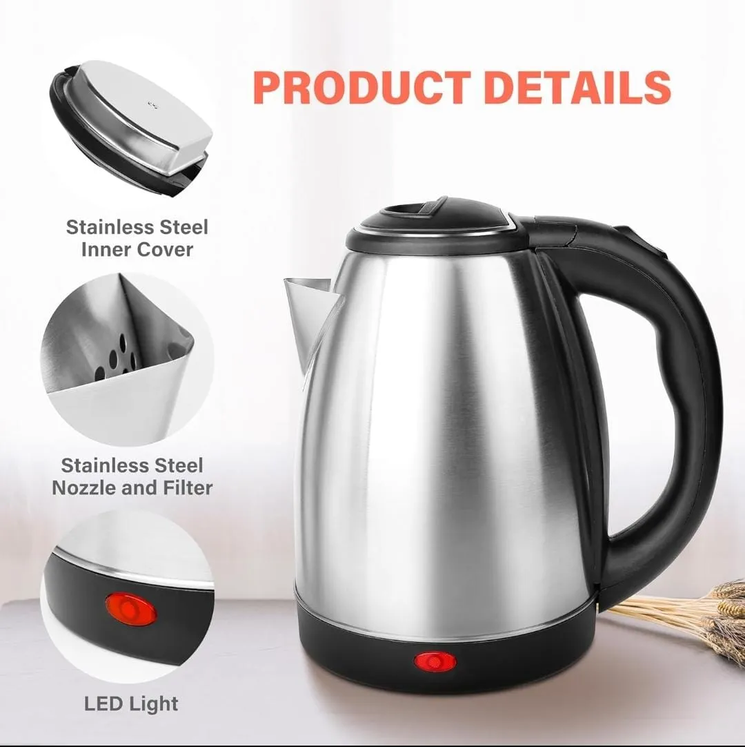 Electric Kettle - 2L 1500W  Stainless Steel with Advanced Automatic Switch for Boiling and Safety quick boiler kettle for tea