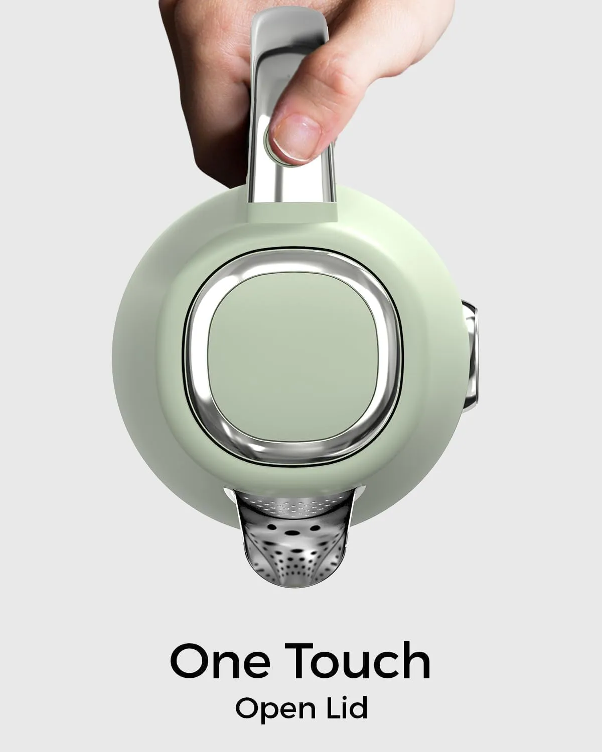 Electric Tea Kettle for Boiling Water, Wide Open Lid, Retro Green Stainless Steel with Thermometer, 1500W/1.7L for Coffee/Tea Brewing, Auto Shut Off & Boil Dry Protection, Cordless Swivel Base, Green