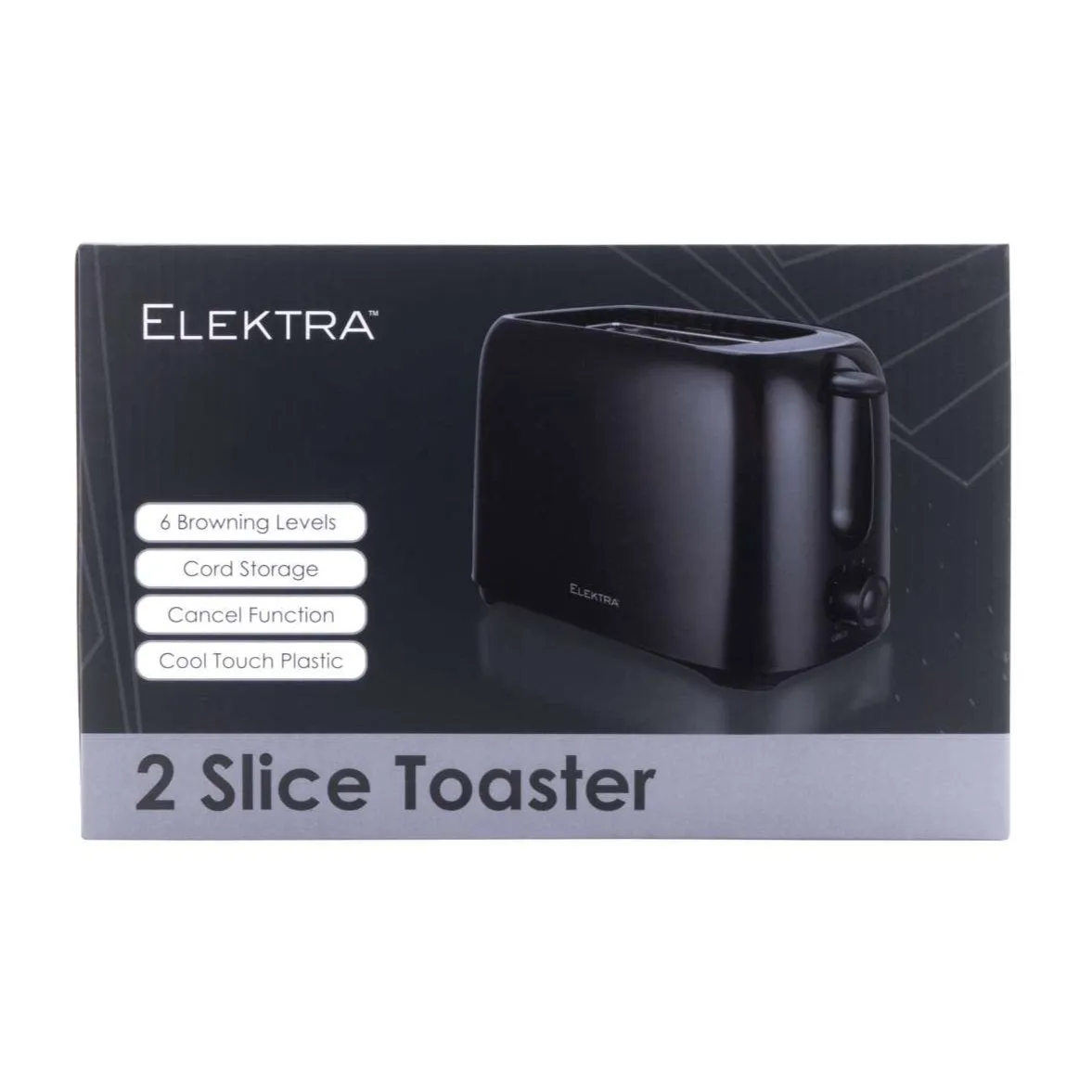 ELEKTRA - BASIC 700W 2 SLICE TOASTER BLACK SEL-ETP03B