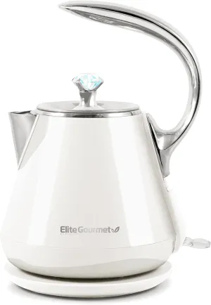 Elite Gourmet EKT-1203W 1350W Double Wall Insulated Cool Touch Electric Water Tea Kettle, BPA Free Stainless Steel Interior and Auto Shut-Off