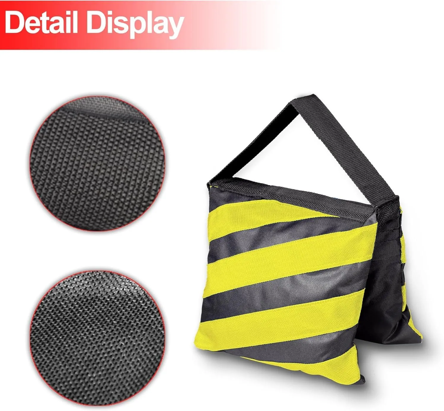 EMART 4 Packs Sand Bags Heavy Duty Sandbags Photography Accessories with 6 Spring Clamps for Backdrop Stand, Light Stand, Photo Tripod, Canopy Weights, Party Pop Up Tent, Fishing, Camping-Yellow
