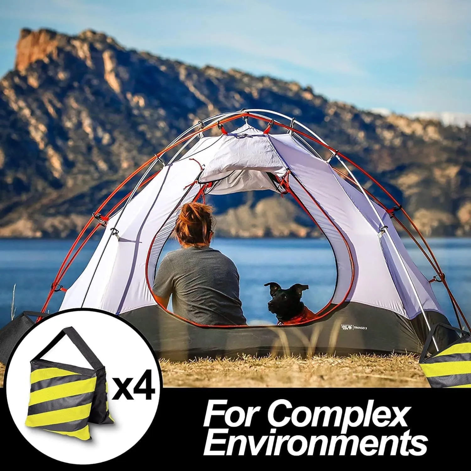 EMART 4 Packs Sand Bags Heavy Duty Sandbags Photography Accessories with 6 Spring Clamps for Backdrop Stand, Light Stand, Photo Tripod, Canopy Weights, Party Pop Up Tent, Fishing, Camping-Yellow