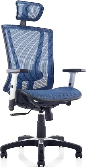 ErgoMax, MSH112BL Ergonomic Height Adjustable Home Office All Mesh Desk Chair, Lumbar Support & Back Relief Breathable Chair, 53 Inch Max, Blue