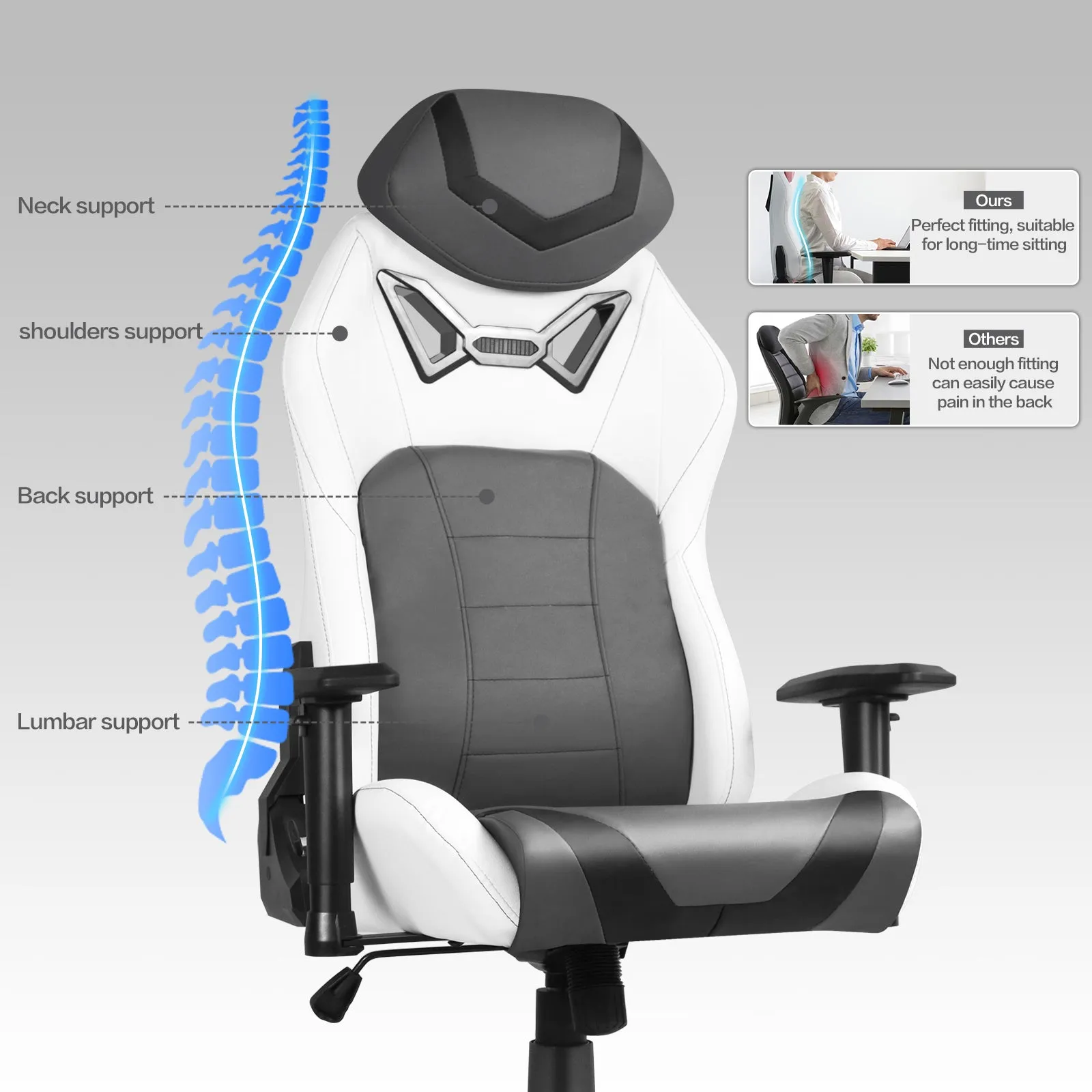 Ergonomic Gaming Chairs for Adults with High-Density Memory Foam | Swivel Comfortable Office Chair, Big and Tall Video Game Chair, High Back Computer Chair for Home, Office