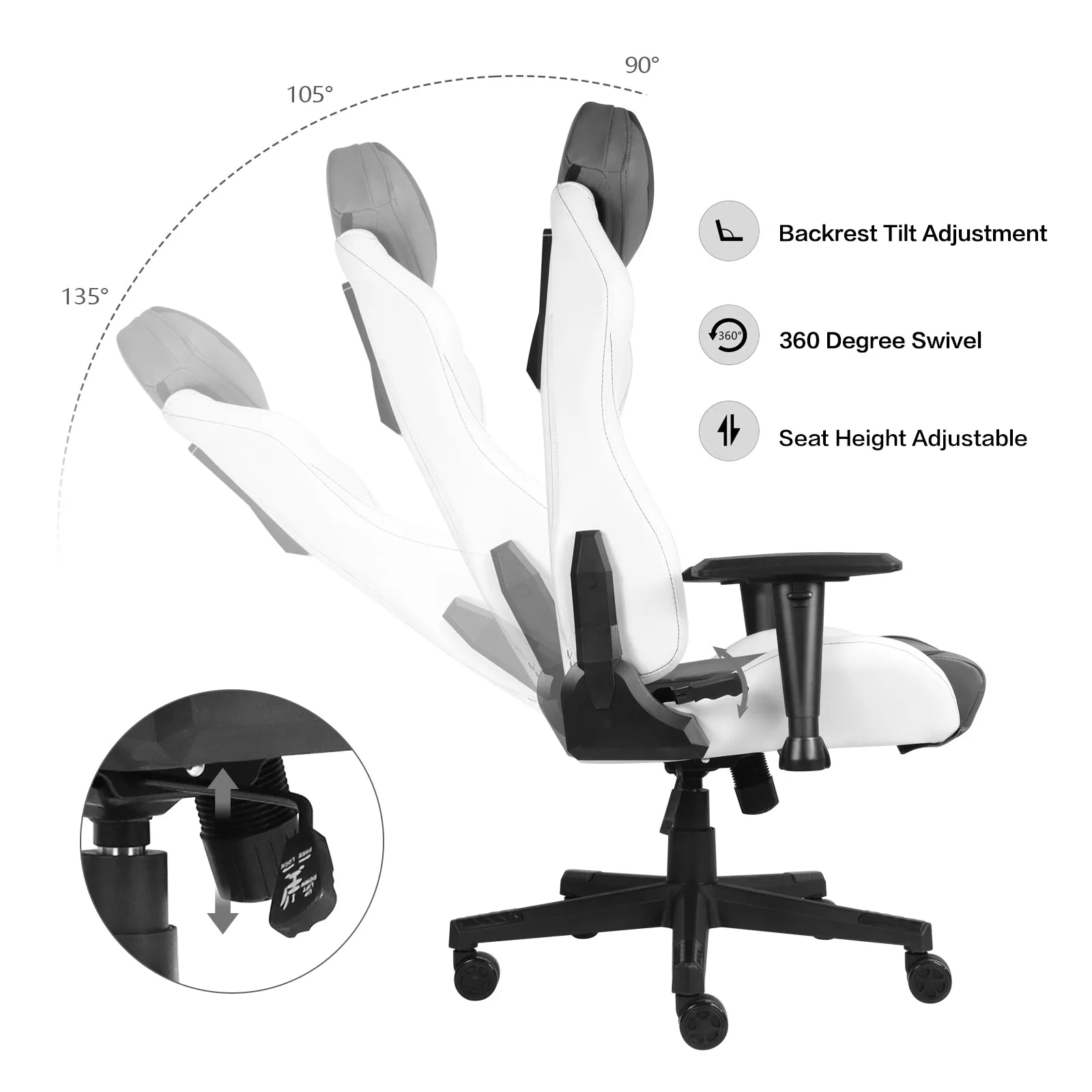 Ergonomic Gaming Chairs for Adults with High-Density Memory Foam | Swivel Comfortable Office Chair, Big and Tall Video Game Chair, High Back Computer Chair for Home, Office