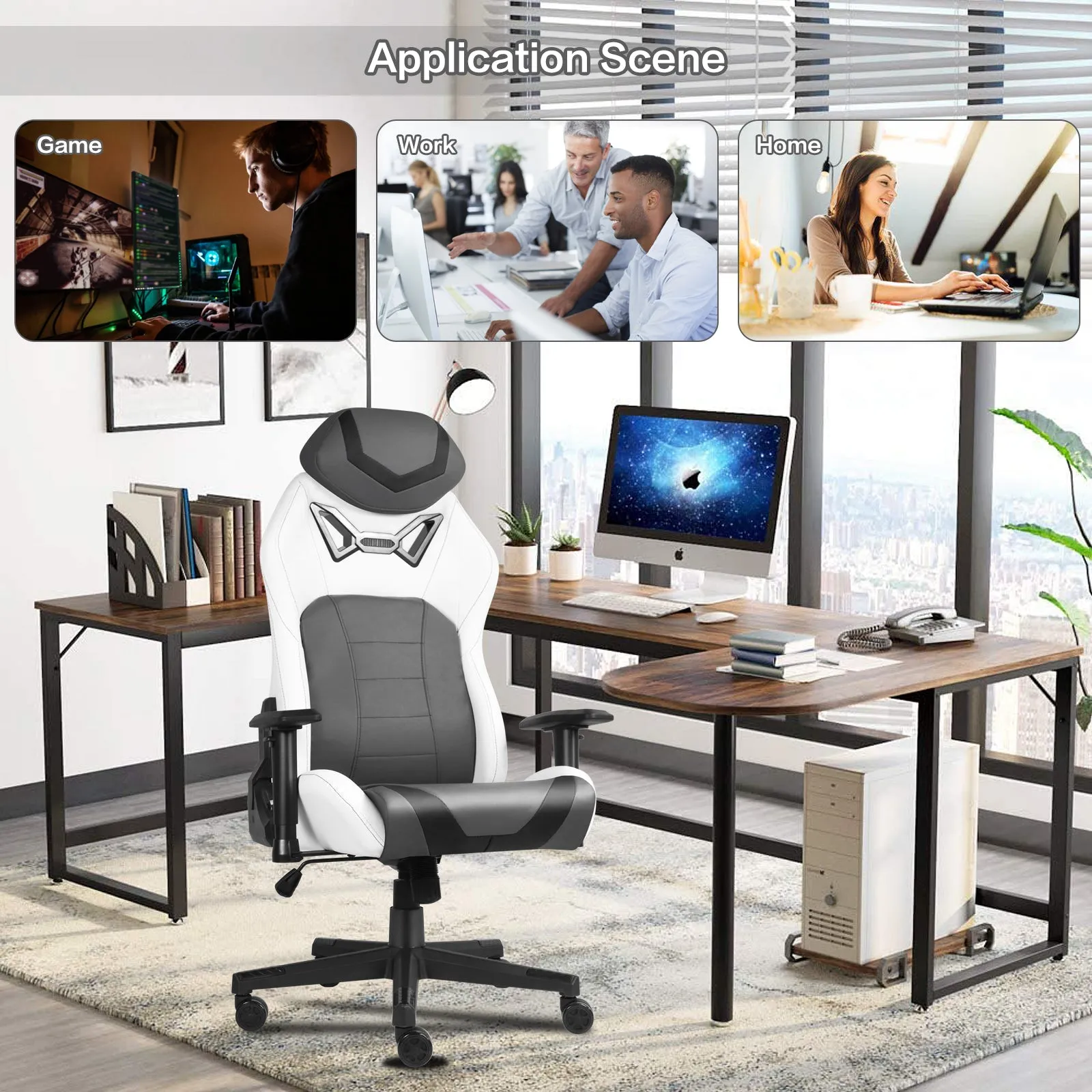 Ergonomic Gaming Chairs for Adults with High-Density Memory Foam | Swivel Comfortable Office Chair, Big and Tall Video Game Chair, High Back Computer Chair for Home, Office
