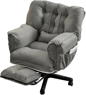 Ergonomic Home Computer Chairs with Tiltable Back, Comfortable Upholstered Swivel Office Desk Chair, Adjustable Height Vanity Chair, Easy to Assemble