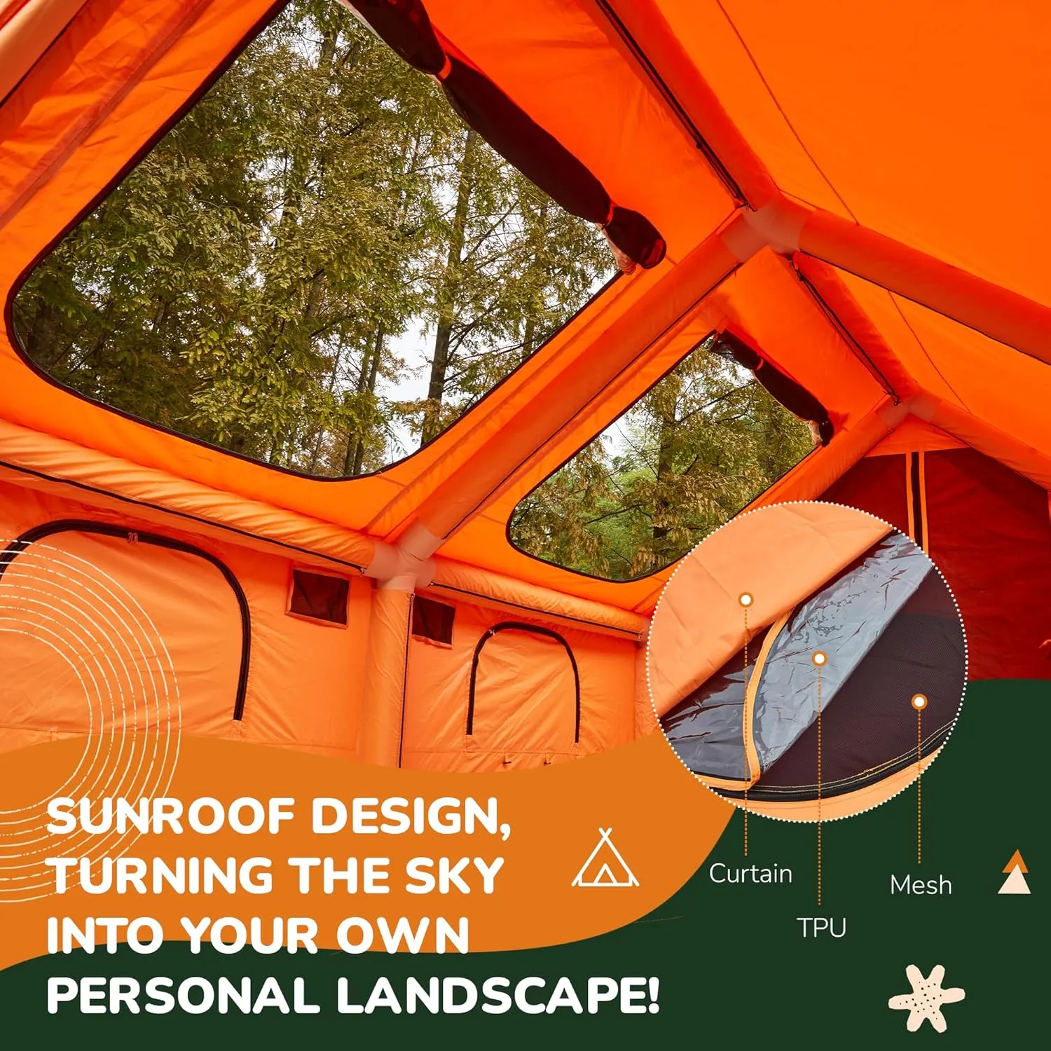 EROMMY Large Inflatable Camping Tent, Blow Up Tent with Room, Easy Set-up
