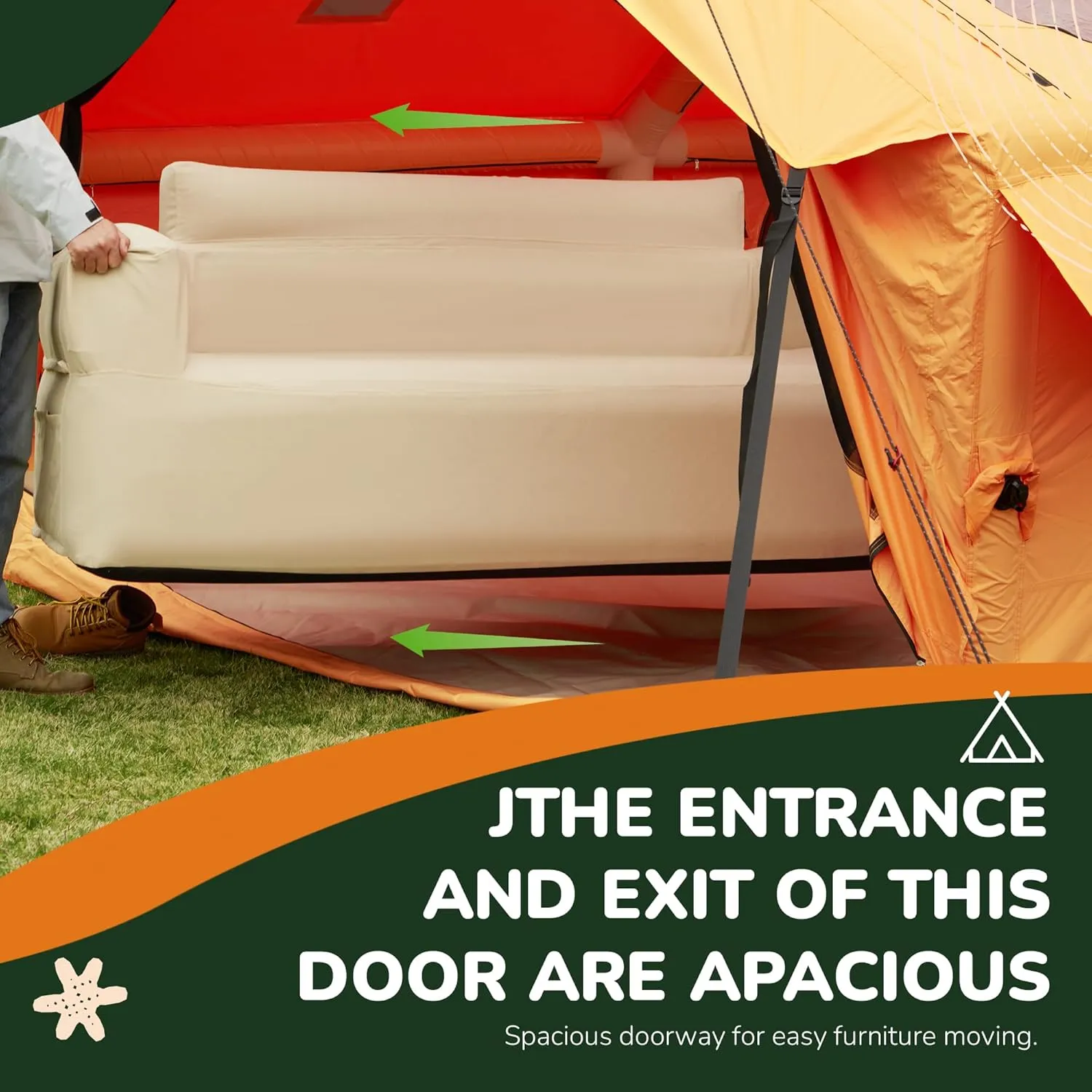 EROMMY Large Inflatable Camping Tent, Blow Up Tent with Room, Easy Set-up