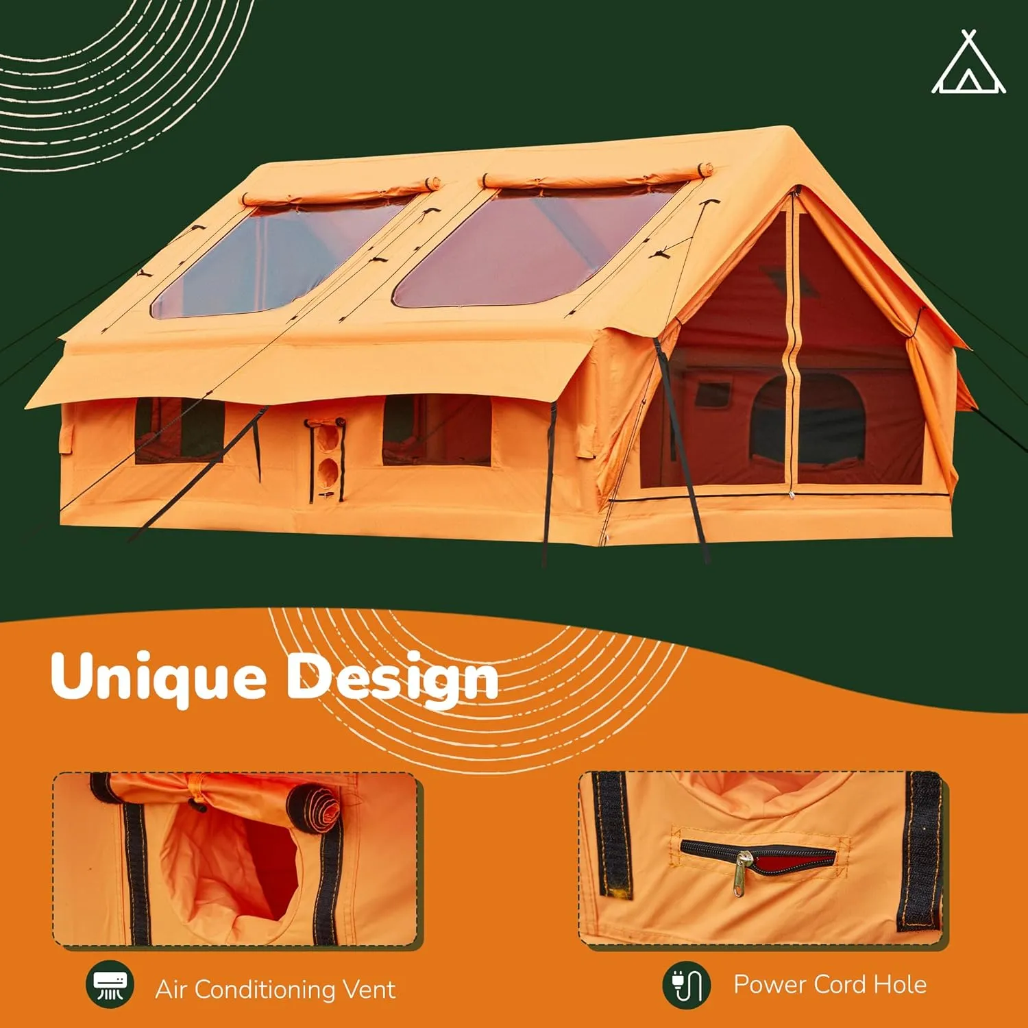 EROMMY Large Inflatable Camping Tent, Blow Up Tent with Room, Easy Set-up