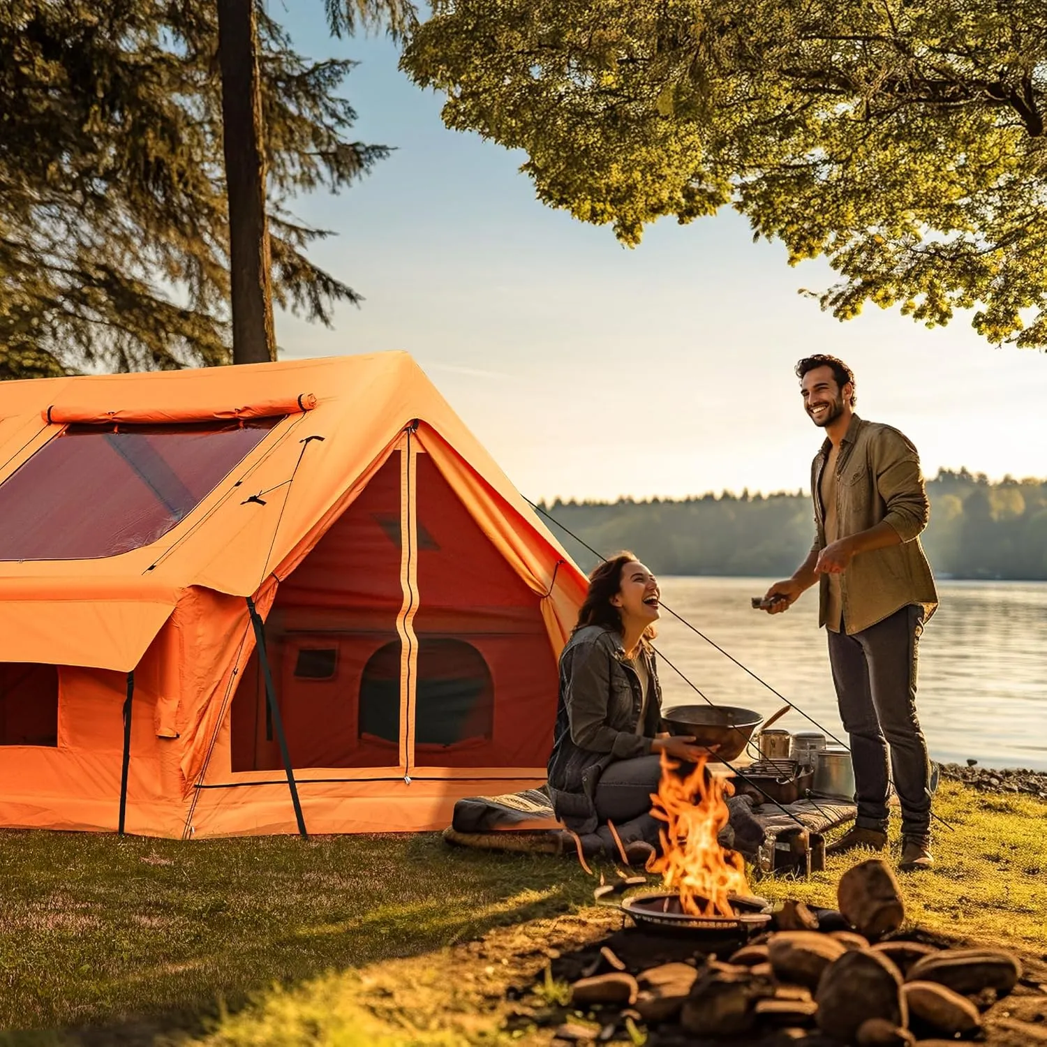 EROMMY Large Inflatable Camping Tent, Blow Up Tent with Room, Easy Set-up