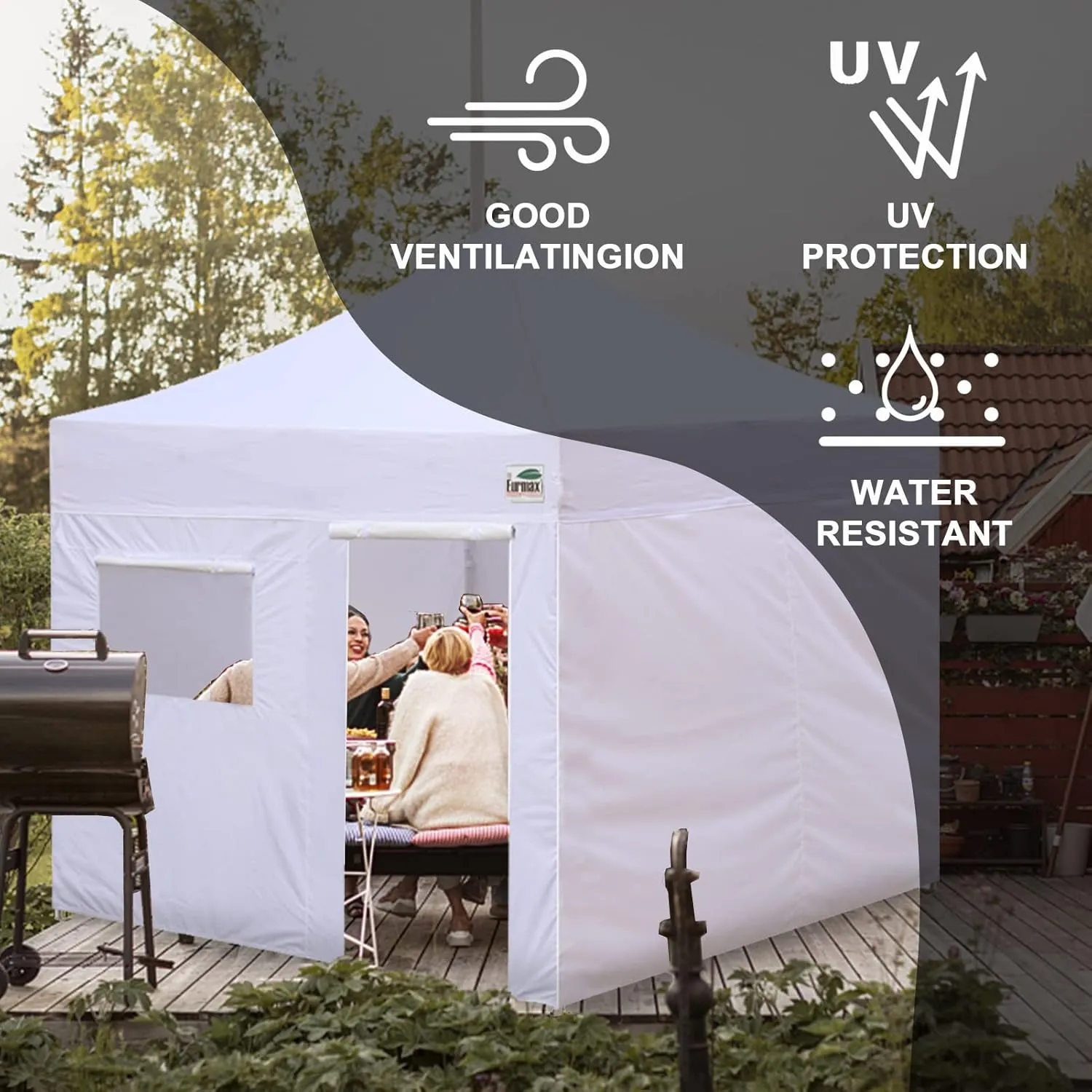 Eurmax USA Full Zippered Walls for 10 x 10 Easy Pop Up Canopy Tent,Enclosure Sidewall Kit with Roller Up Mesh Window and Door 4 Walls ONLY,NOT Including Frame and Top（Field Green）