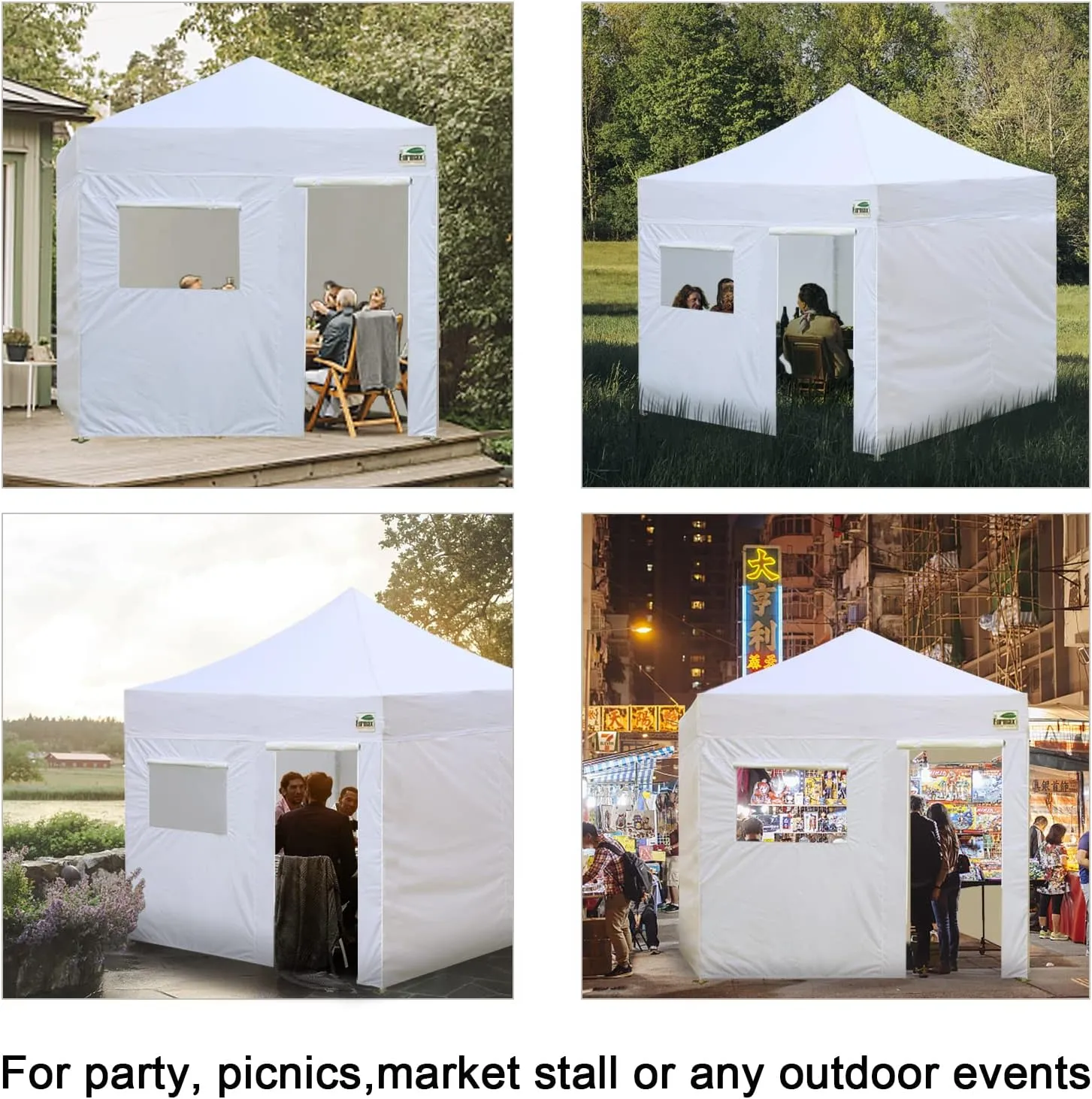 Eurmax USA Full Zippered Walls for 10 x 10 Easy Pop Up Canopy Tent,Enclosure Sidewall Kit with Roller Up Mesh Window and Door 4 Walls ONLY,NOT Including Frame and Top（Field Green）