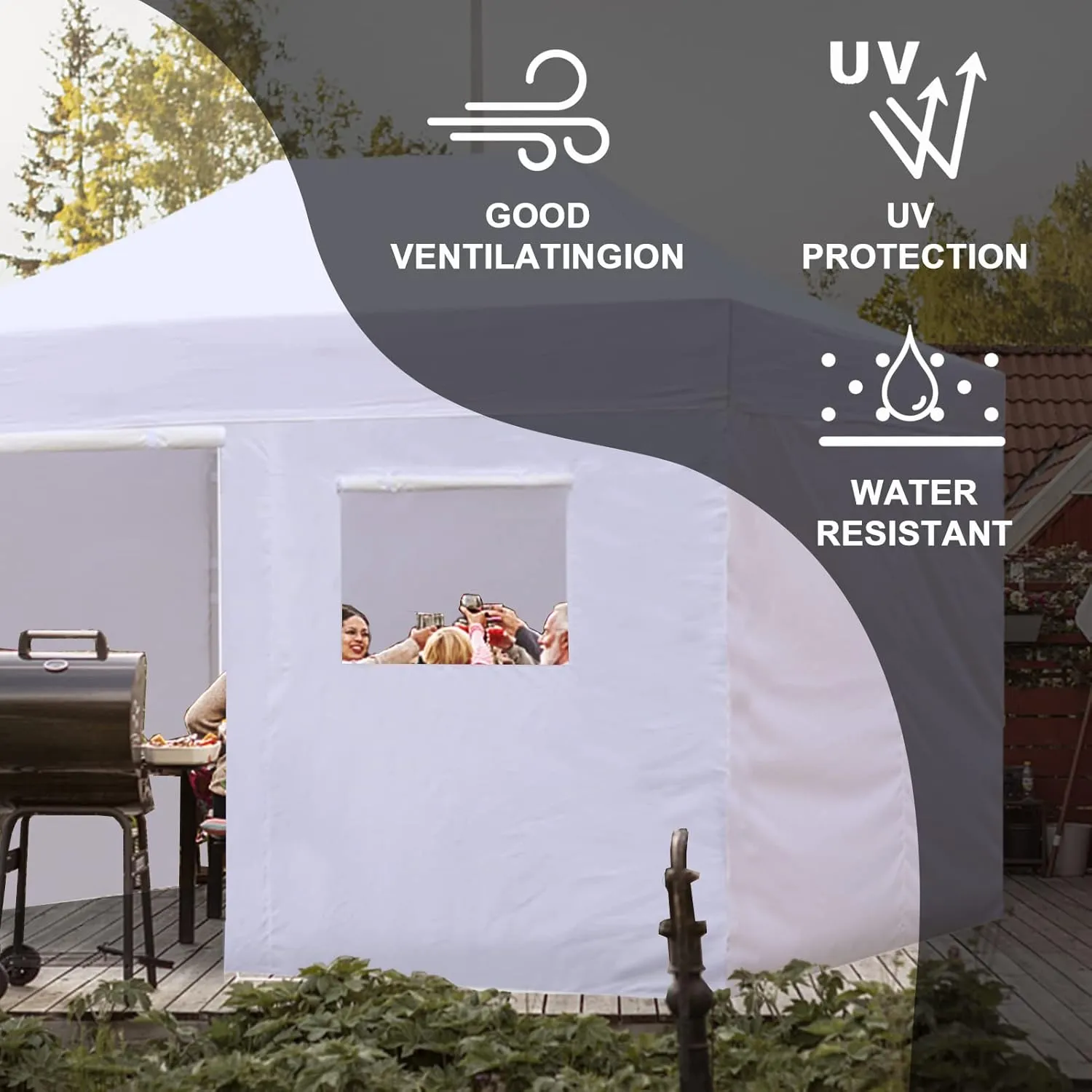 Eurmax USA Full Zippered Walls for 10 x 15 Easy Pop Up Canopy Tent,Enclosure Sidewall Kit with Roller Up Mesh Window and Door 4 Walls ONLY,NOT Including Frame and Top（Sky Blue）