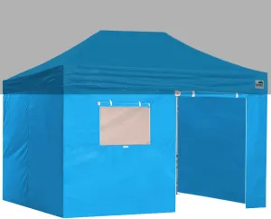 Eurmax USA Full Zippered Walls for 10 x 15 Easy Pop Up Canopy Tent,Enclosure Sidewall Kit with Roller Up Mesh Window and Door 4 Walls ONLY,NOT Including Frame and Top（Sky Blue）