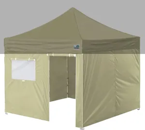 Eurmax USA Instant Sunwall Full Zippered Walls for 10 x 10 Easy Pop Up Canopy Tent,Enclosure Sidewall Kit with Roller Up Mesh Window and Door 4 Walls ONLY,NOT Including Frame and Top（Beige）