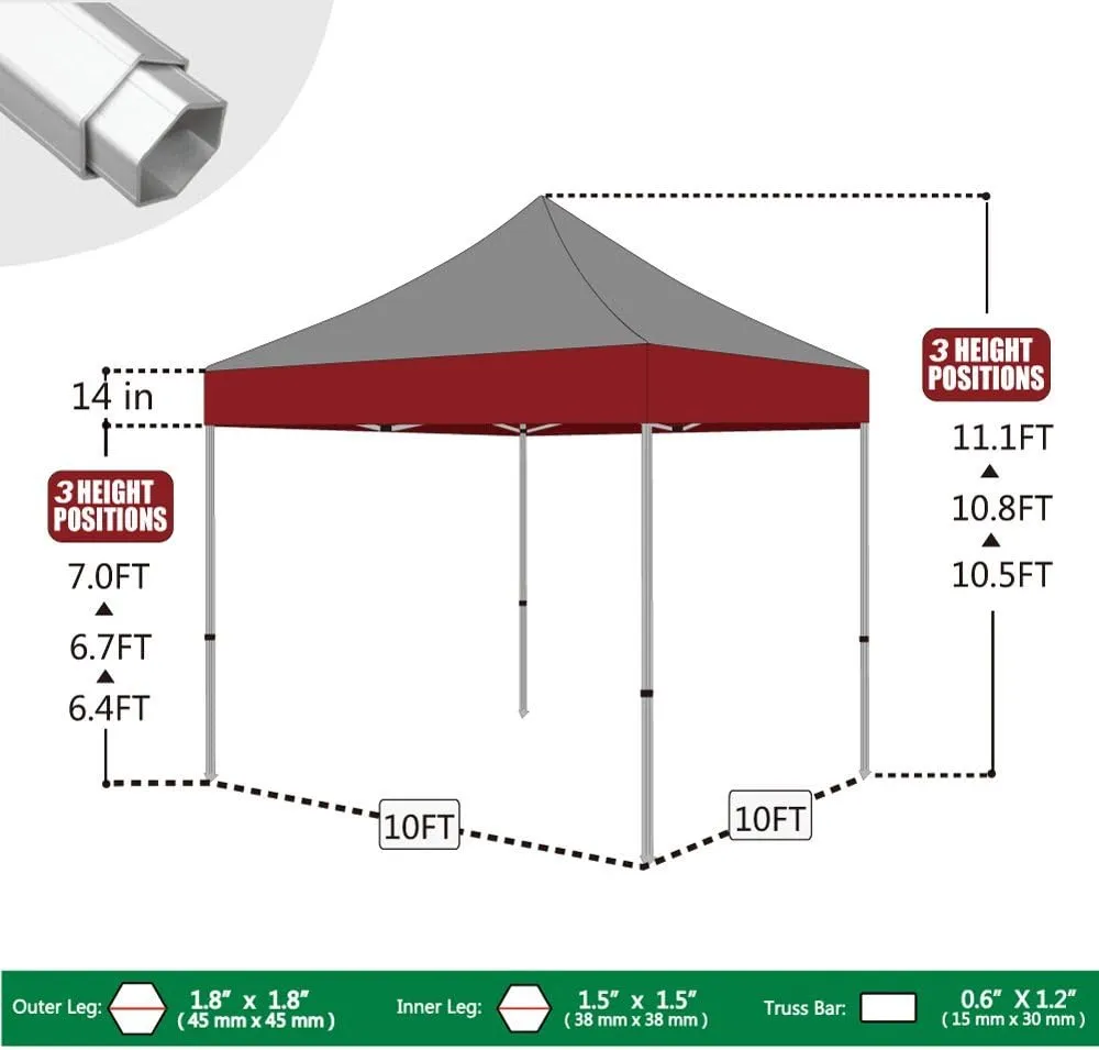 Eurmax USA Pro 10x10 Pop Up Canopy Wedding Party Tent Instant Outdoor Gazebo Pavilion Canopies BBQ Cater Events Aluminum Frame Commercial Grade Bonus Roller Bag (White)