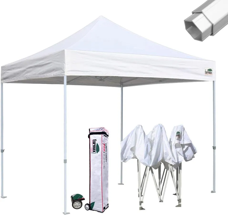 Eurmax USA Pro 10x10 Pop Up Canopy Wedding Party Tent Instant Outdoor Gazebo Pavilion Canopies BBQ Cater Events Aluminum Frame Commercial Grade Bonus Roller Bag (White)