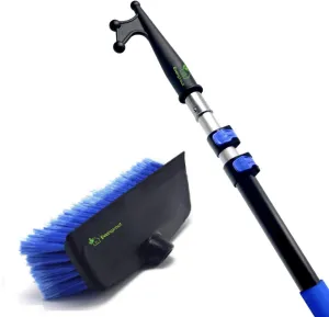 EVERSPROUT 5-to-13 Foot Boat Hook & Scrub Brush Kit | 3-Stage Lightweight Telescopic Extension Pole | Soft-Bristle Deck Brush with Built-in Bumper Prevents Scratching | Durable Floating Design