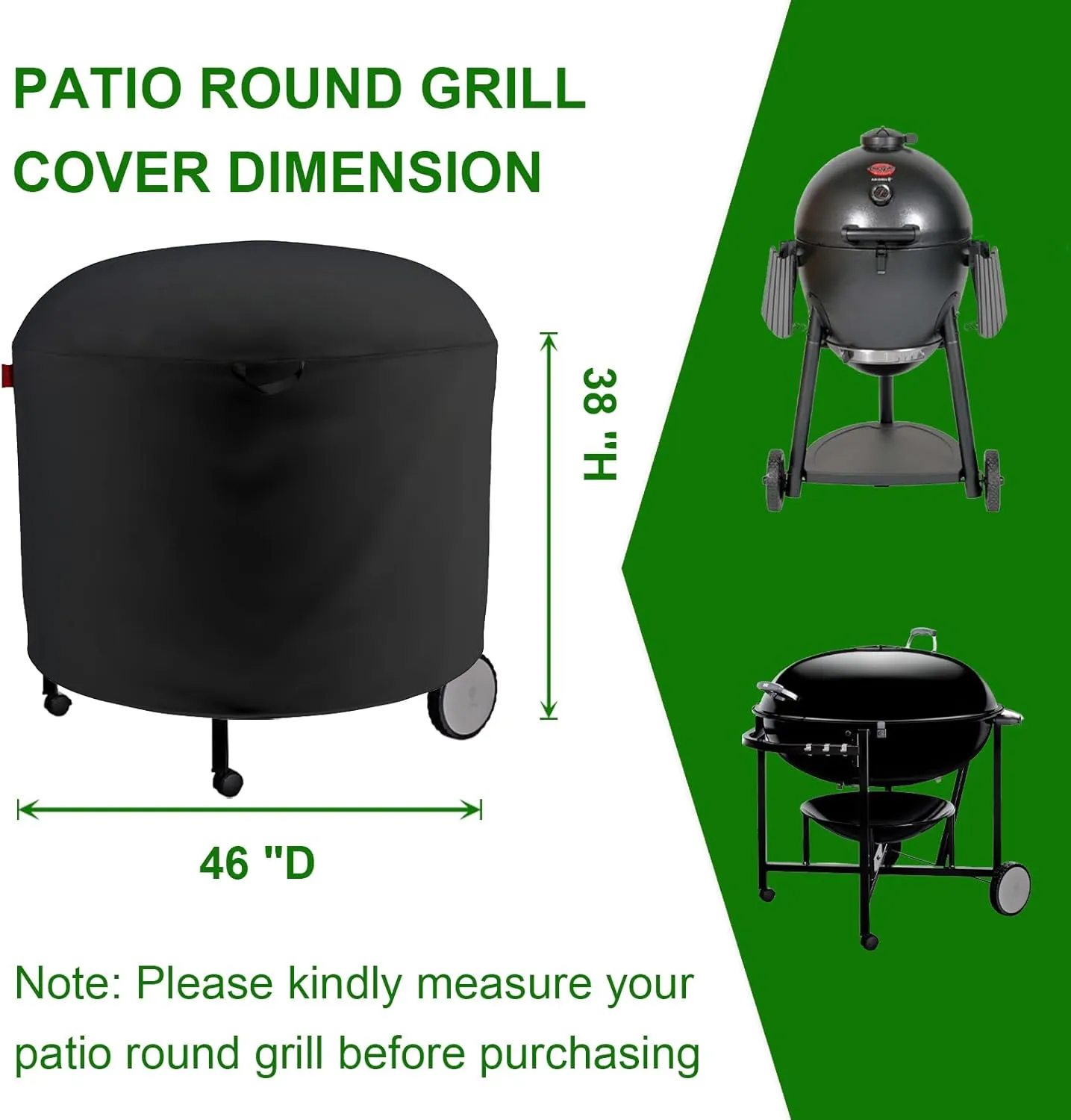 Extra Large Grill Cover Fits Weber Ranch Kettle Charcoal Grill 37",Char-Griller AKORN Kamado Charcoal Grill Model E16620,Outdoor Round Grill Cover(46" D)
