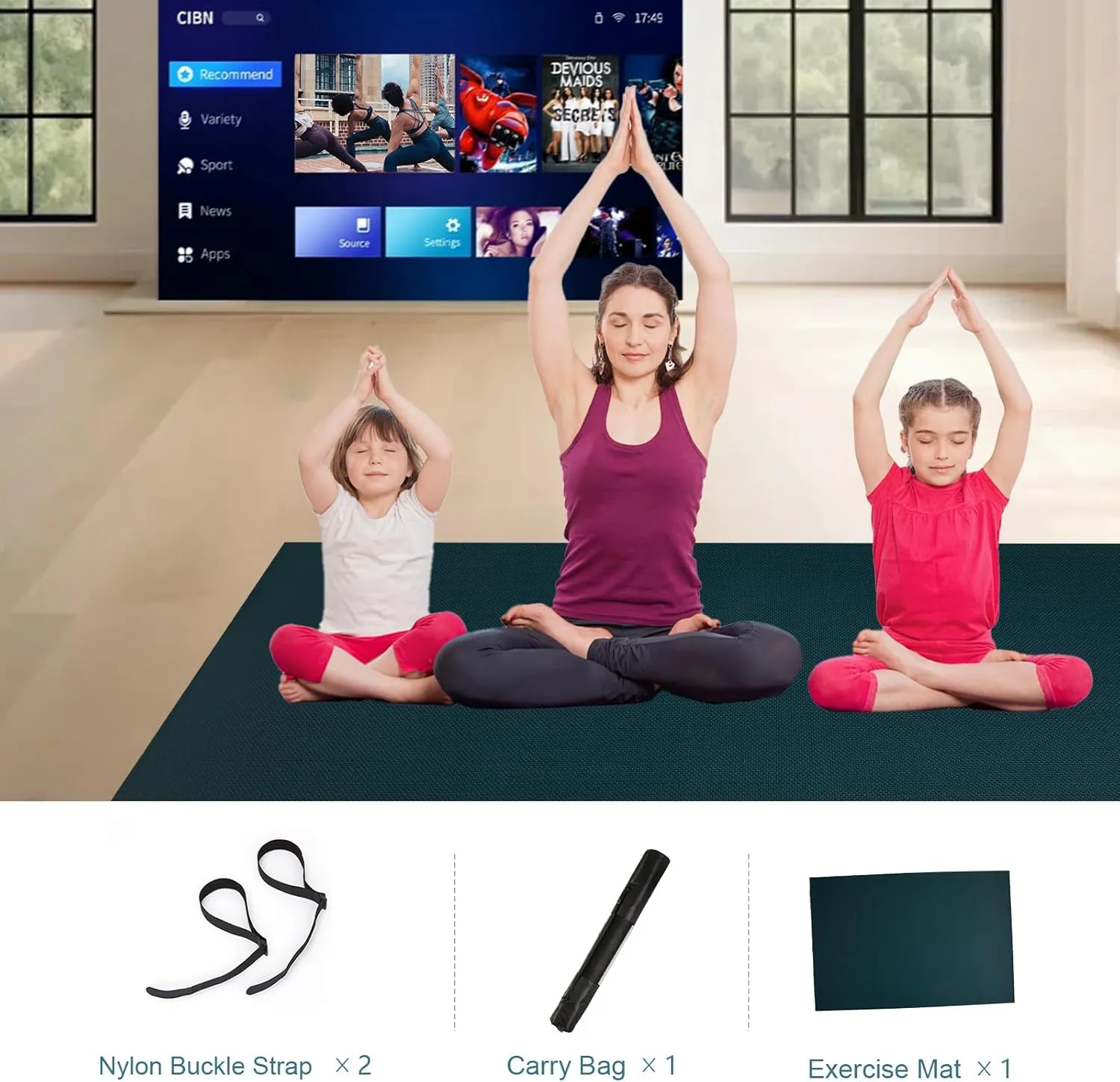 Extra Thick Large Gsmmatwin Exercise Mat 9'x6'/7'x5'/6'x4' (8mm) For Home Gym, Non-Slip Pro Workout Mat, Ideal for Yoga, Plyo, Weights, MMA, Jump Rope, Cardio, Fitness, Shoe Friendly